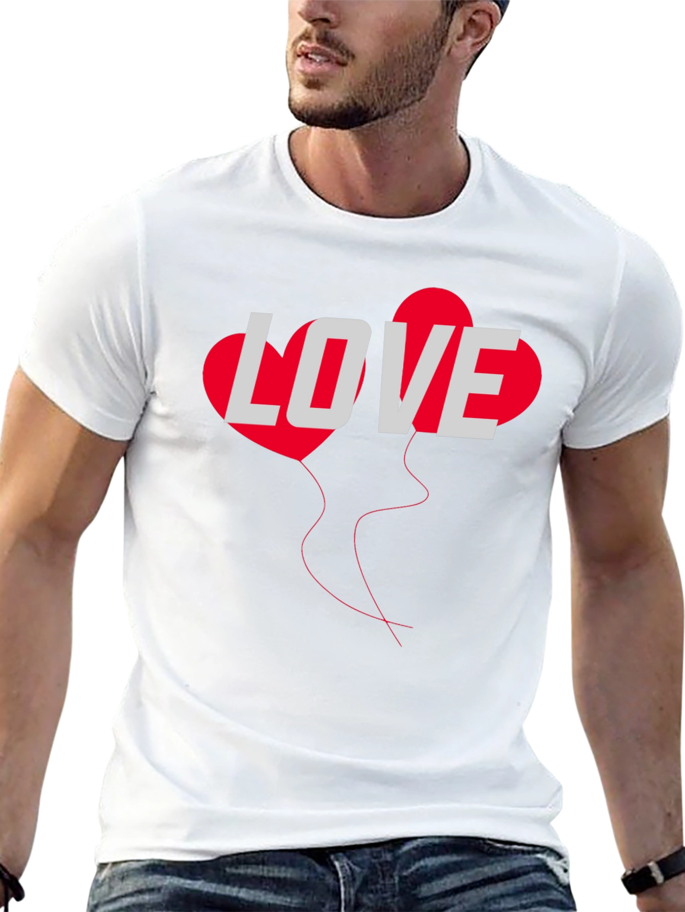 Black Love Heart Balloon Graphic Tee - Black Casual T-Shirt view 13