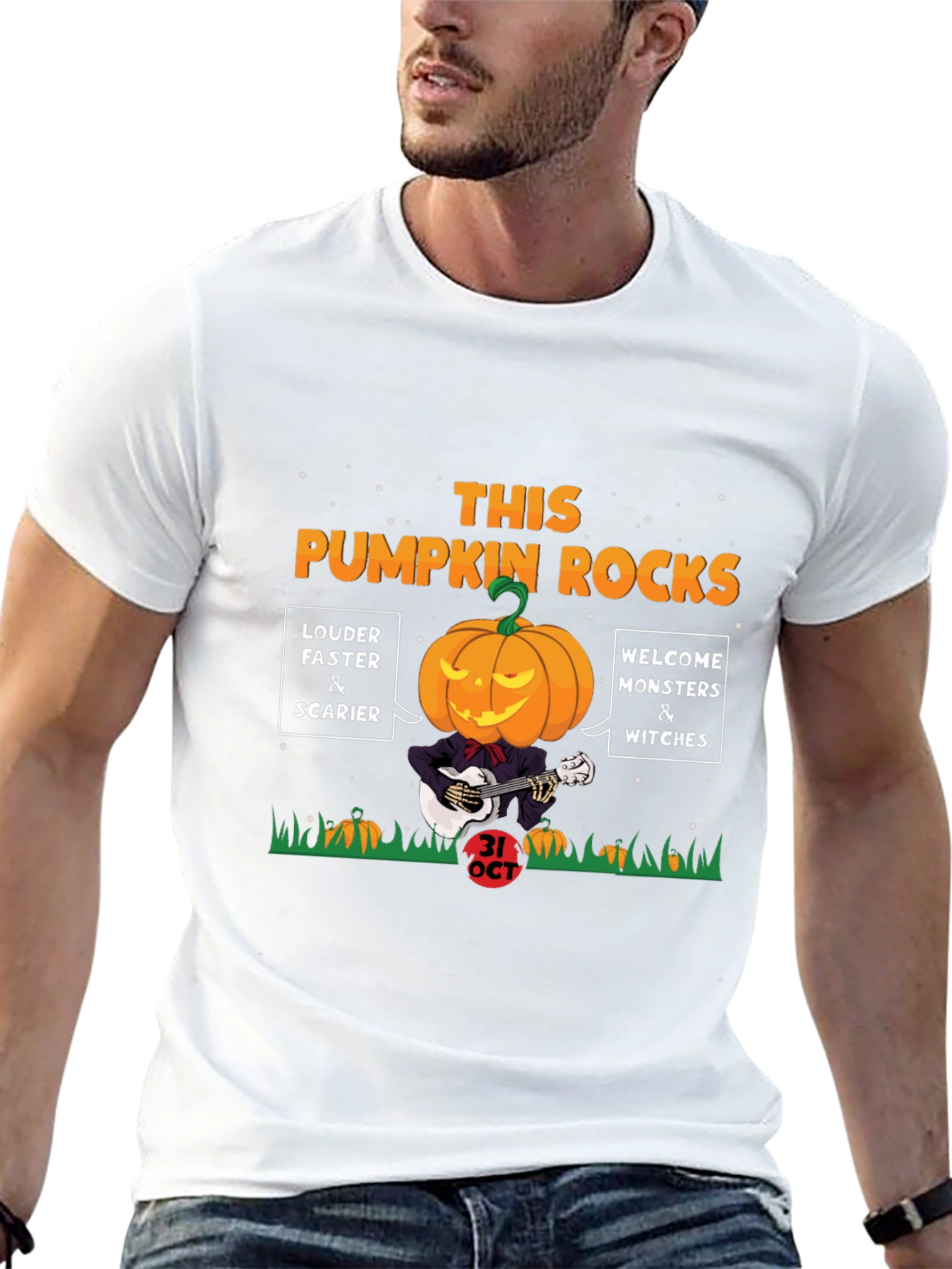 Halloween Pumpkin Rocks Graphic Tee - 13
