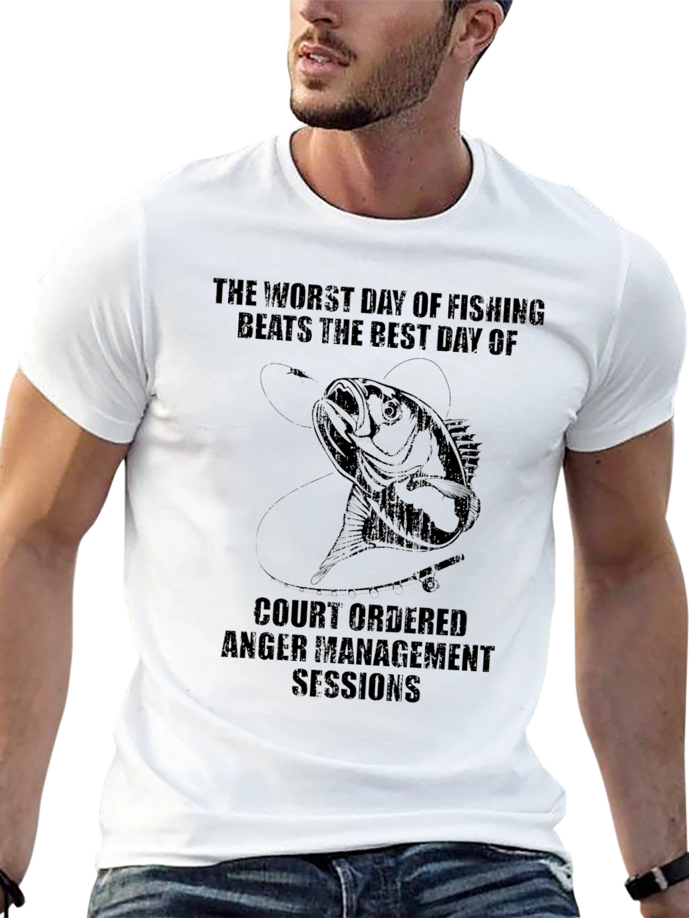Black Funny Fishing T-Shirt - Anger Management view 13