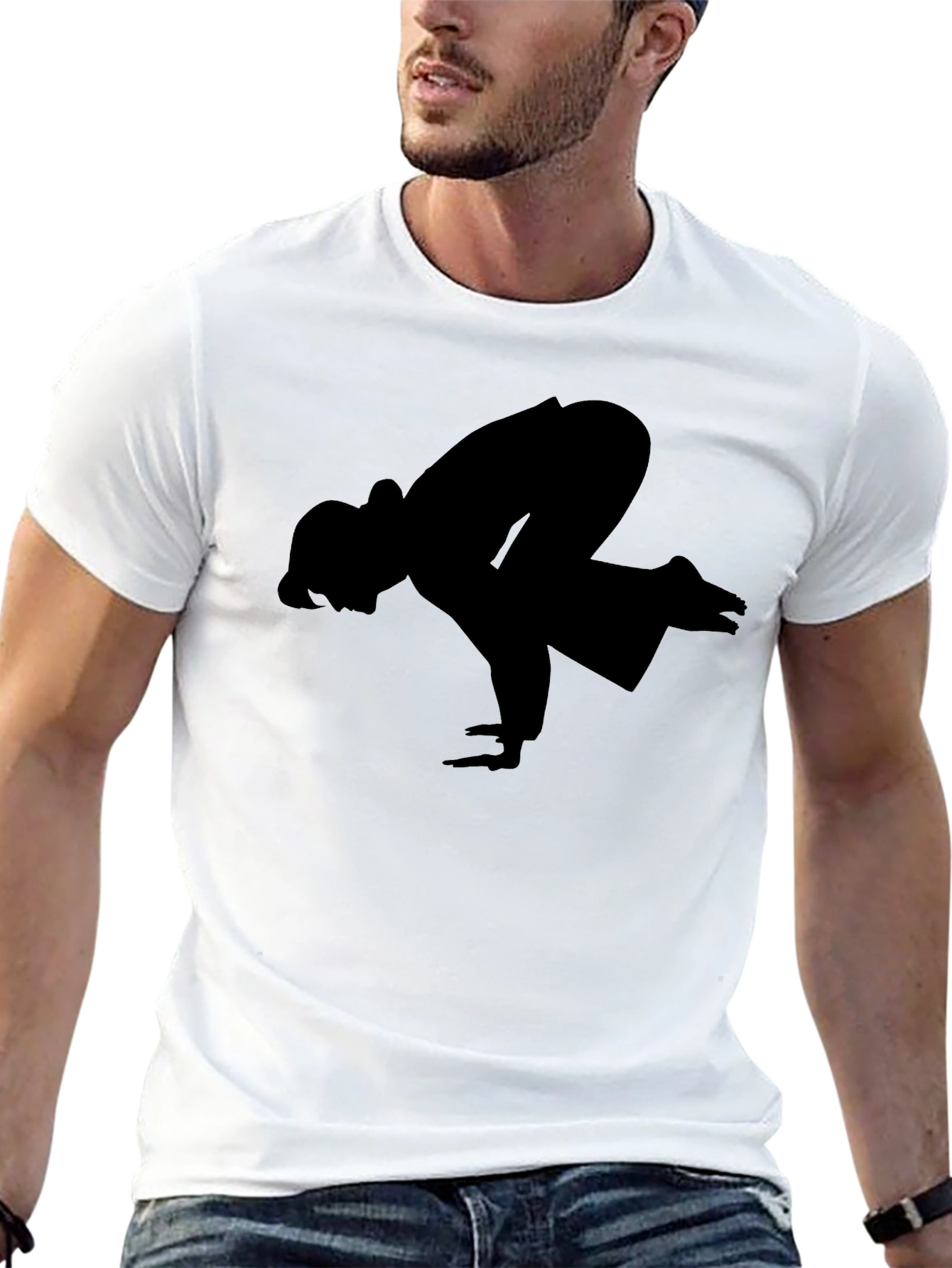 Black Crow Pose Yoga Black T-Shirt view 13