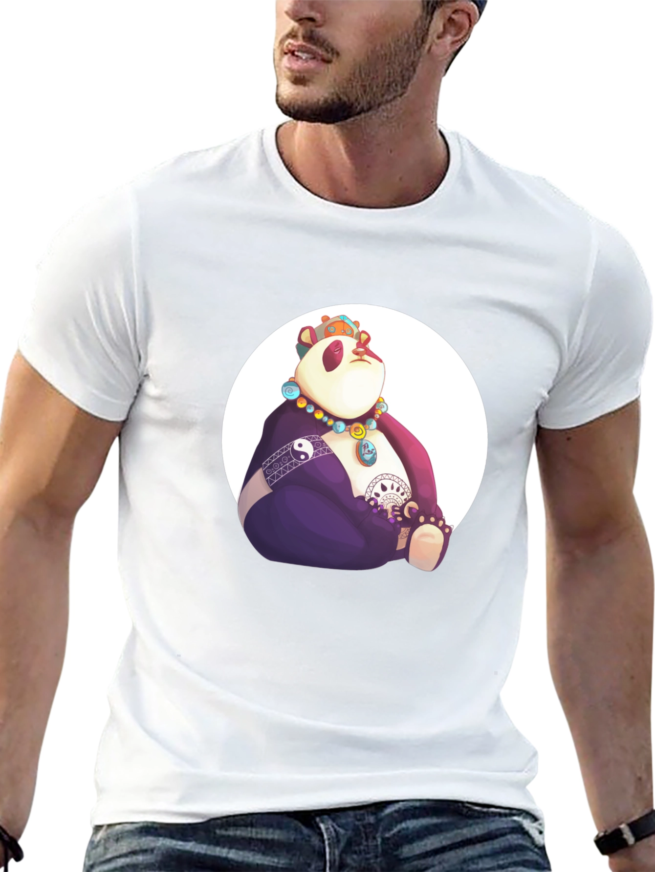 Black Zen Panda Graphic Tee - Black Casual Shirt view 13