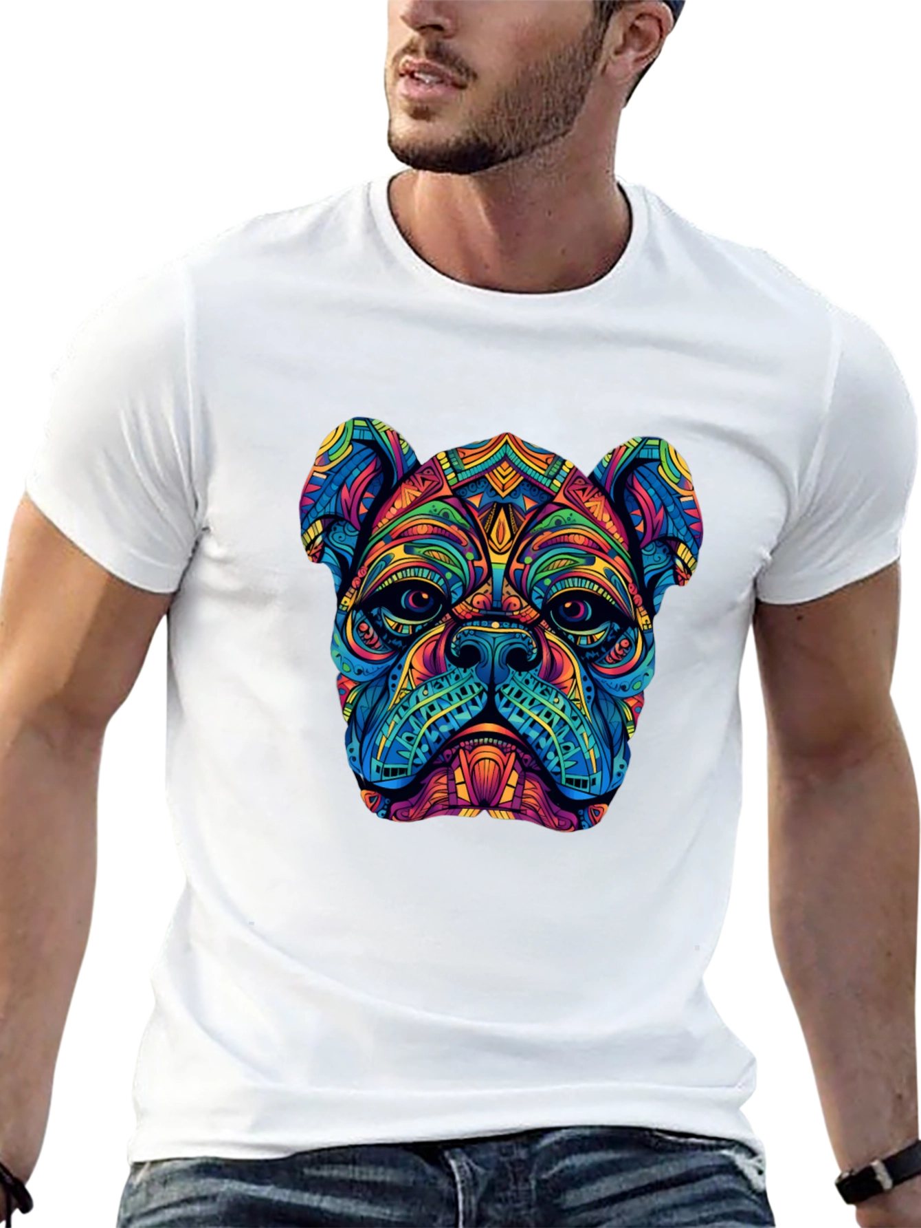 Black Psychedelic Bulldog Graphic Tee - Black view 13