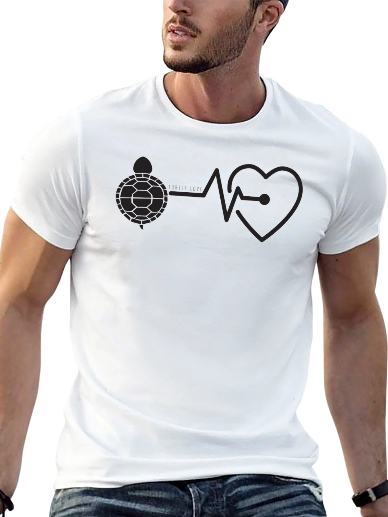 Black Turtle Heartbeat T-Shirt - Soft Cotton Crew Neck Tee view 13