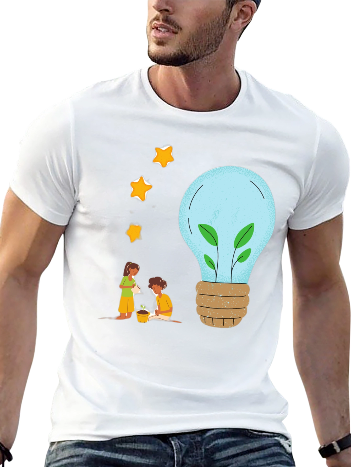 Black Eco-Friendly Graphic Tee - Plant a Brighter Future view 13