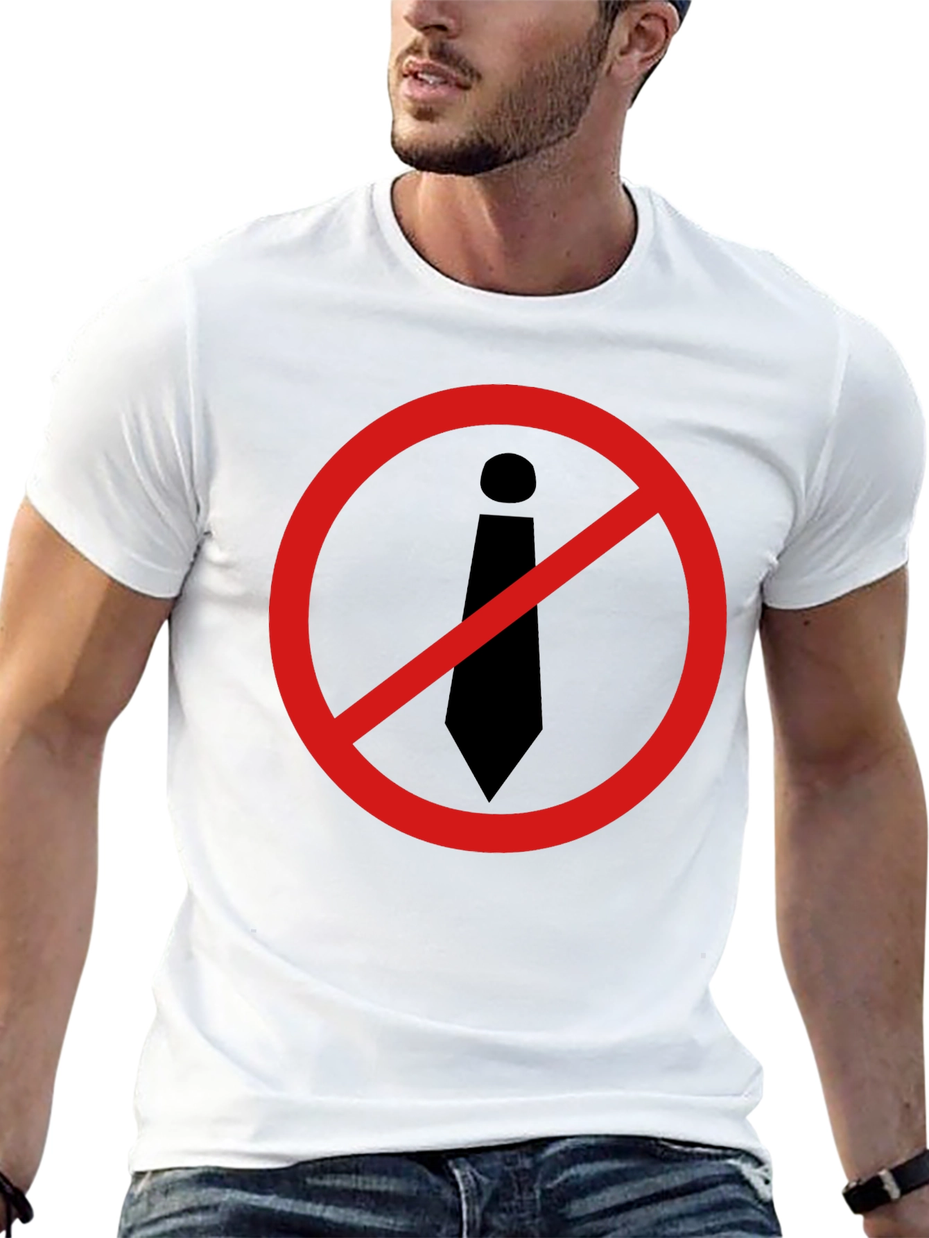 Black Anti-Tie Black T-Shirt - Office Rebellion! view 13