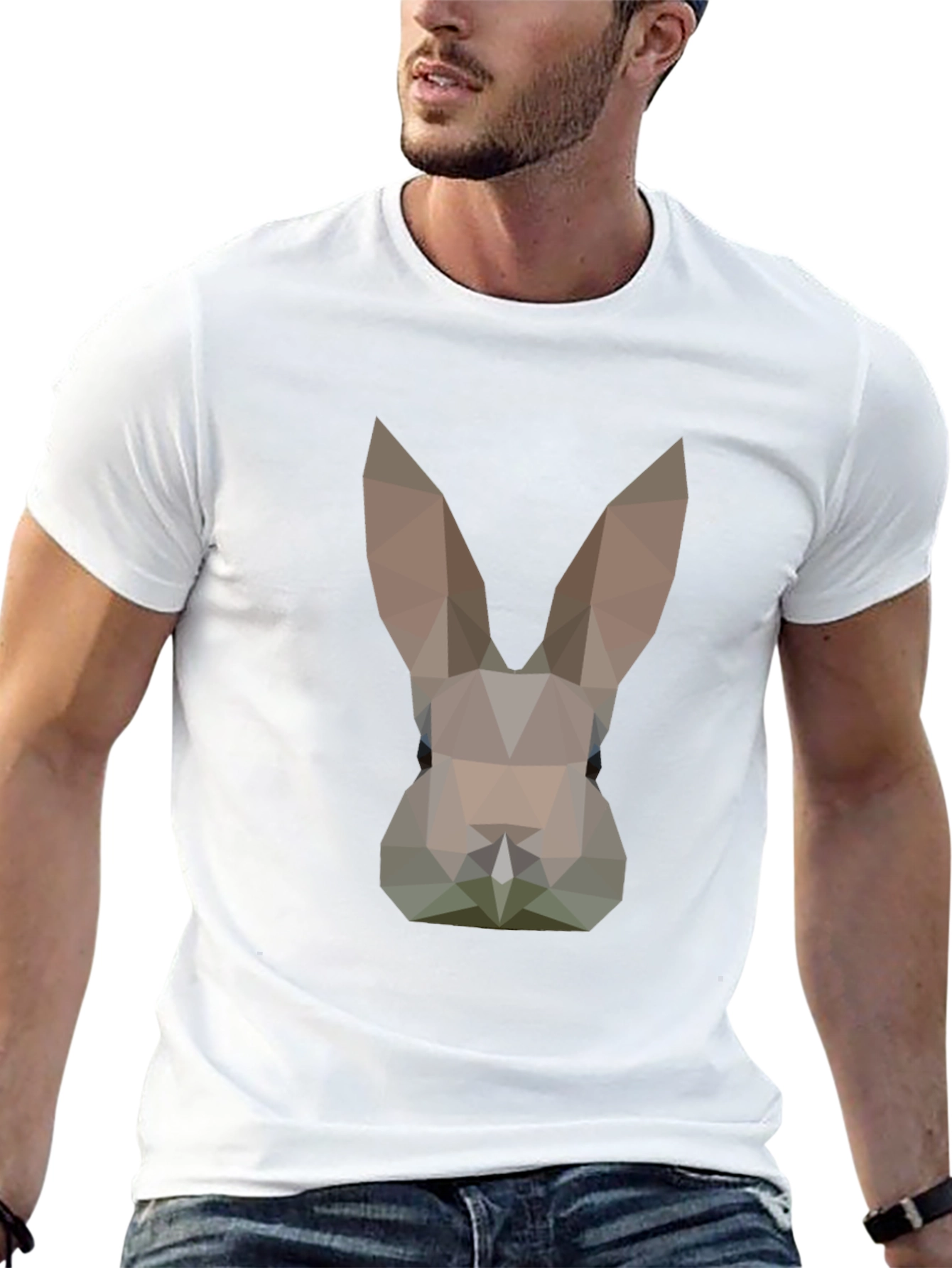 Black Geometric Bunny Black T-Shirt view 13