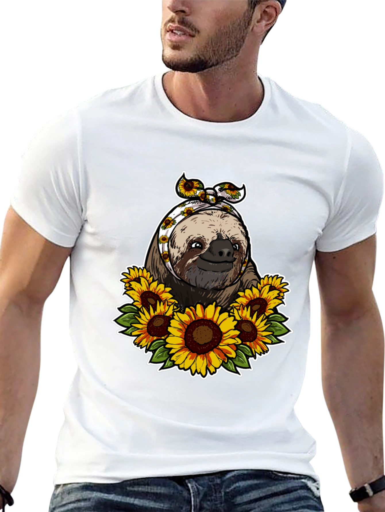 Black Sloth & Sunflower Graphic Tee view 13