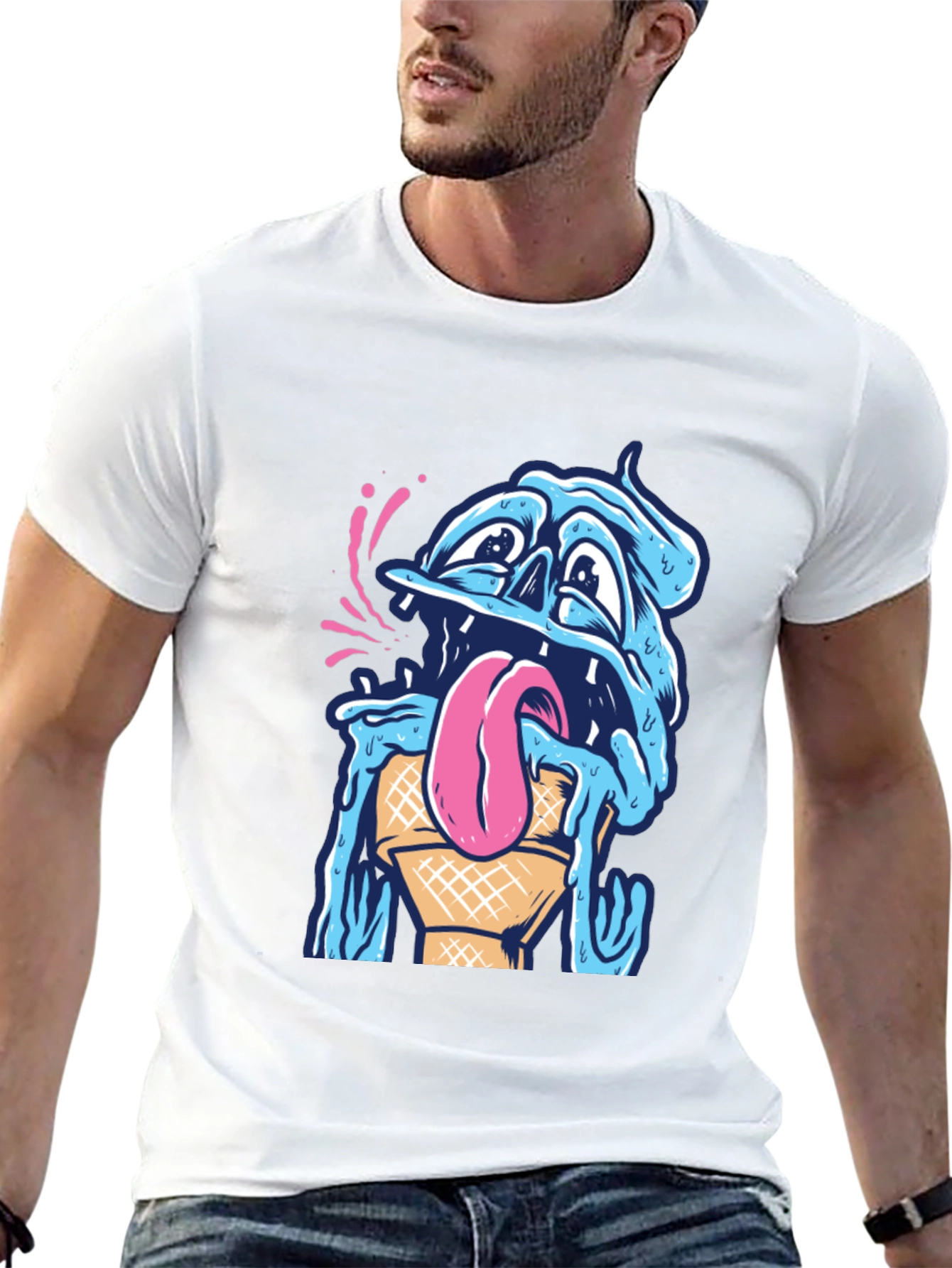 Black Melting Ice Cream Monster Graphic Tee view 13