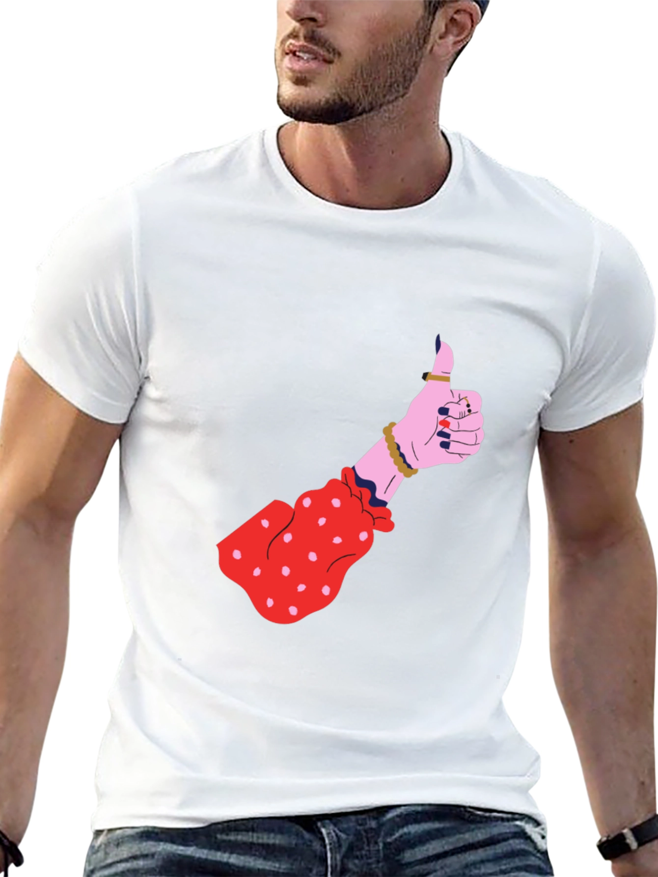 Black Thumbs Up Graphic Tee - Black view 13