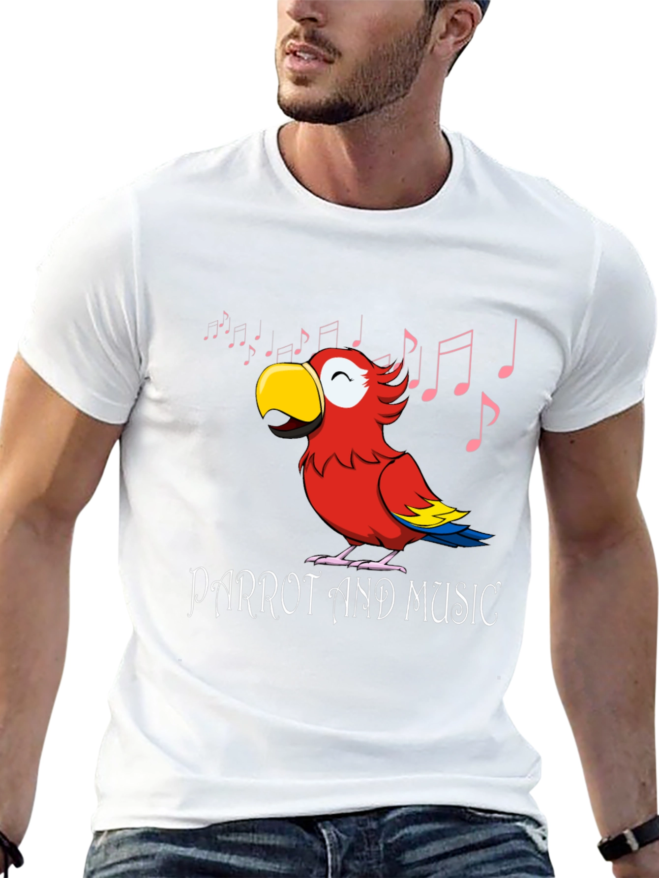 Black Parrot and Music T-Shirt - Black view 13