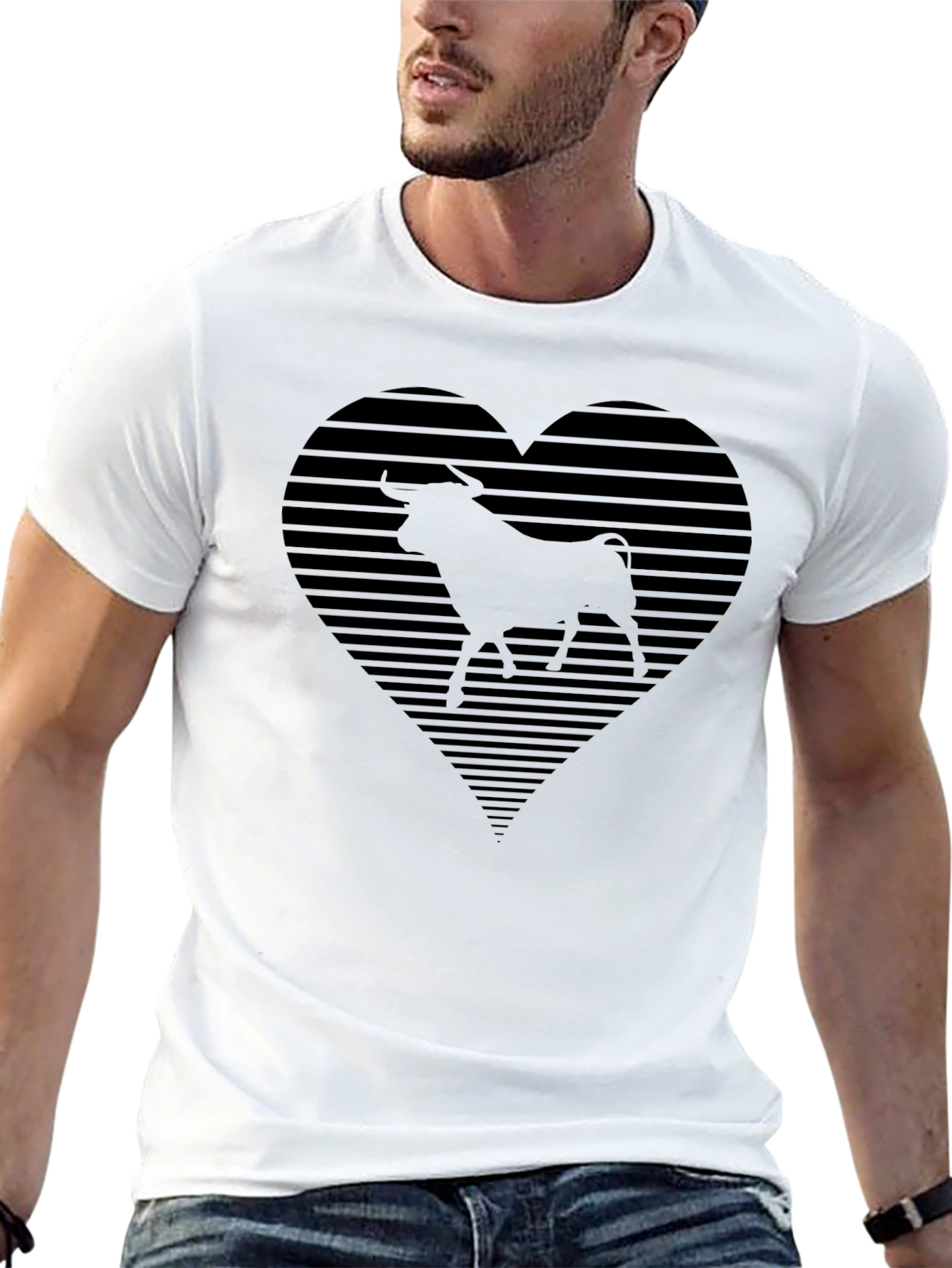 Black Bull Heart Graphic Tee - Cool Black T-Shirt view 13