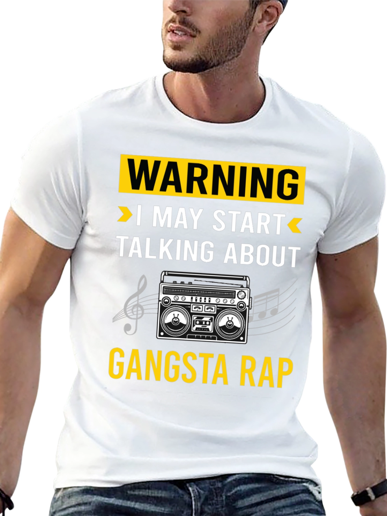 Black Gangsta Rap T-Shirt - Warning Funny Tee view 13