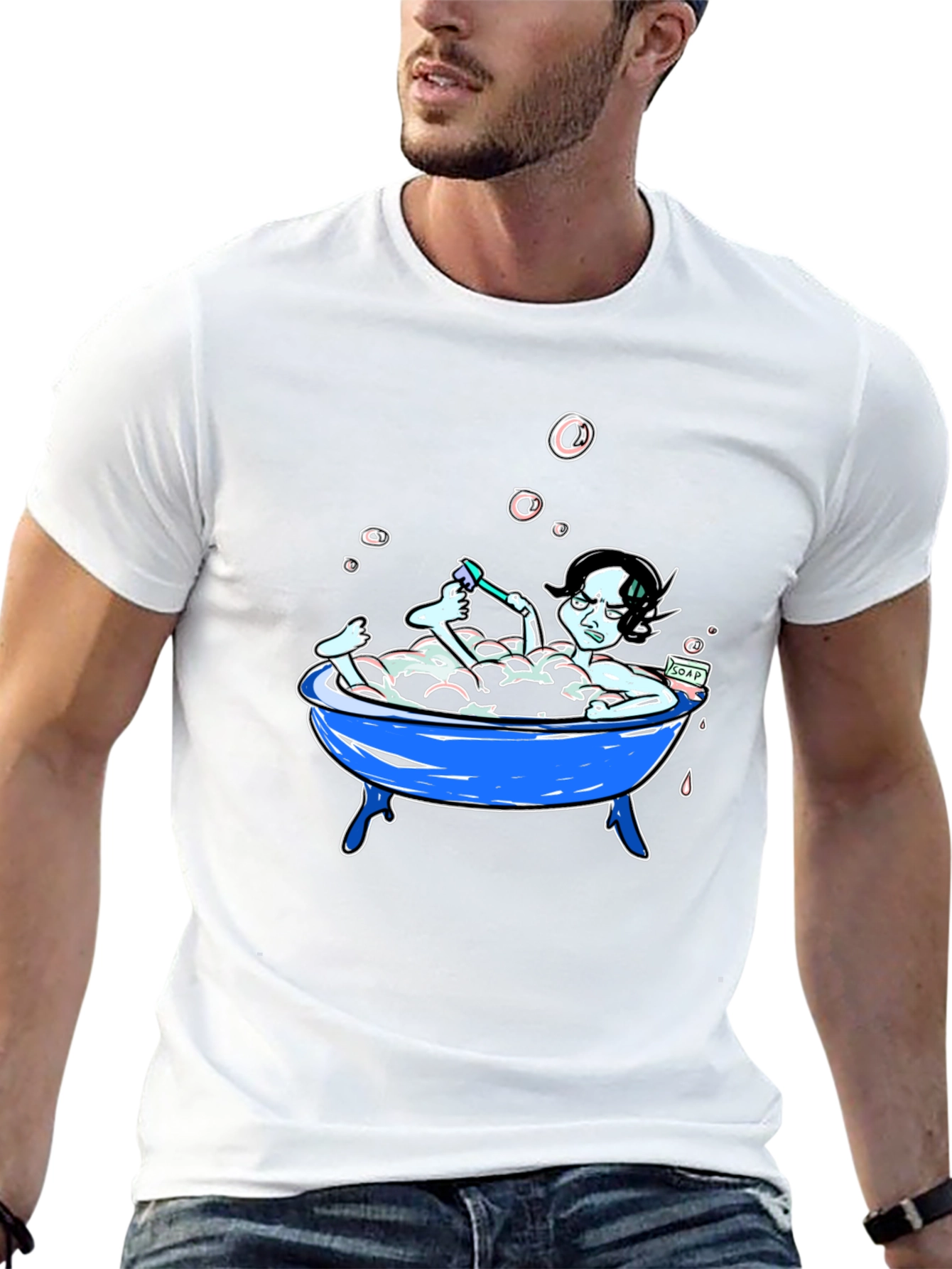 Black Cartoon Bath T-Shirt view 13