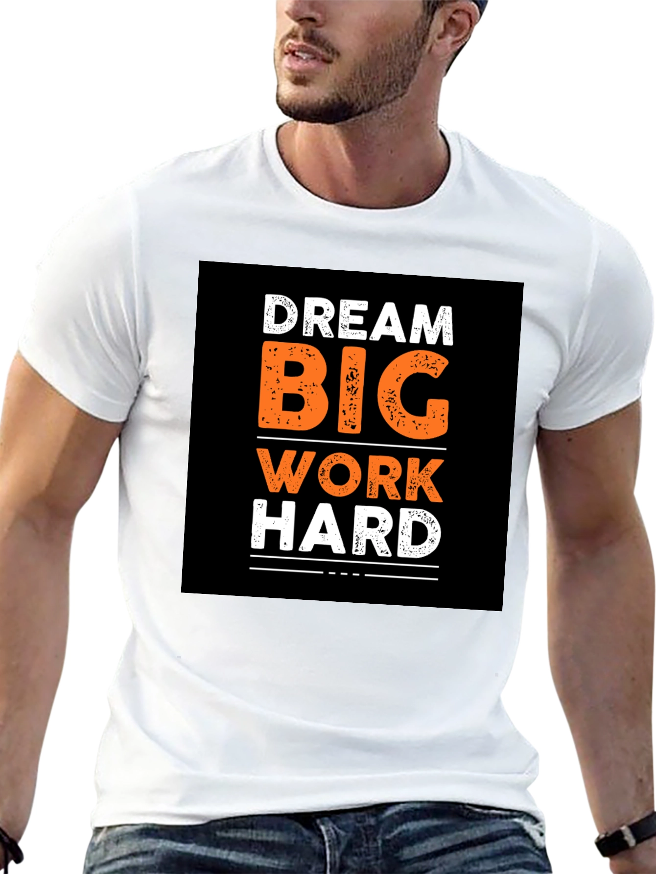 Black Dream Big Work Hard Graphic Print Black T-Shirt view 13