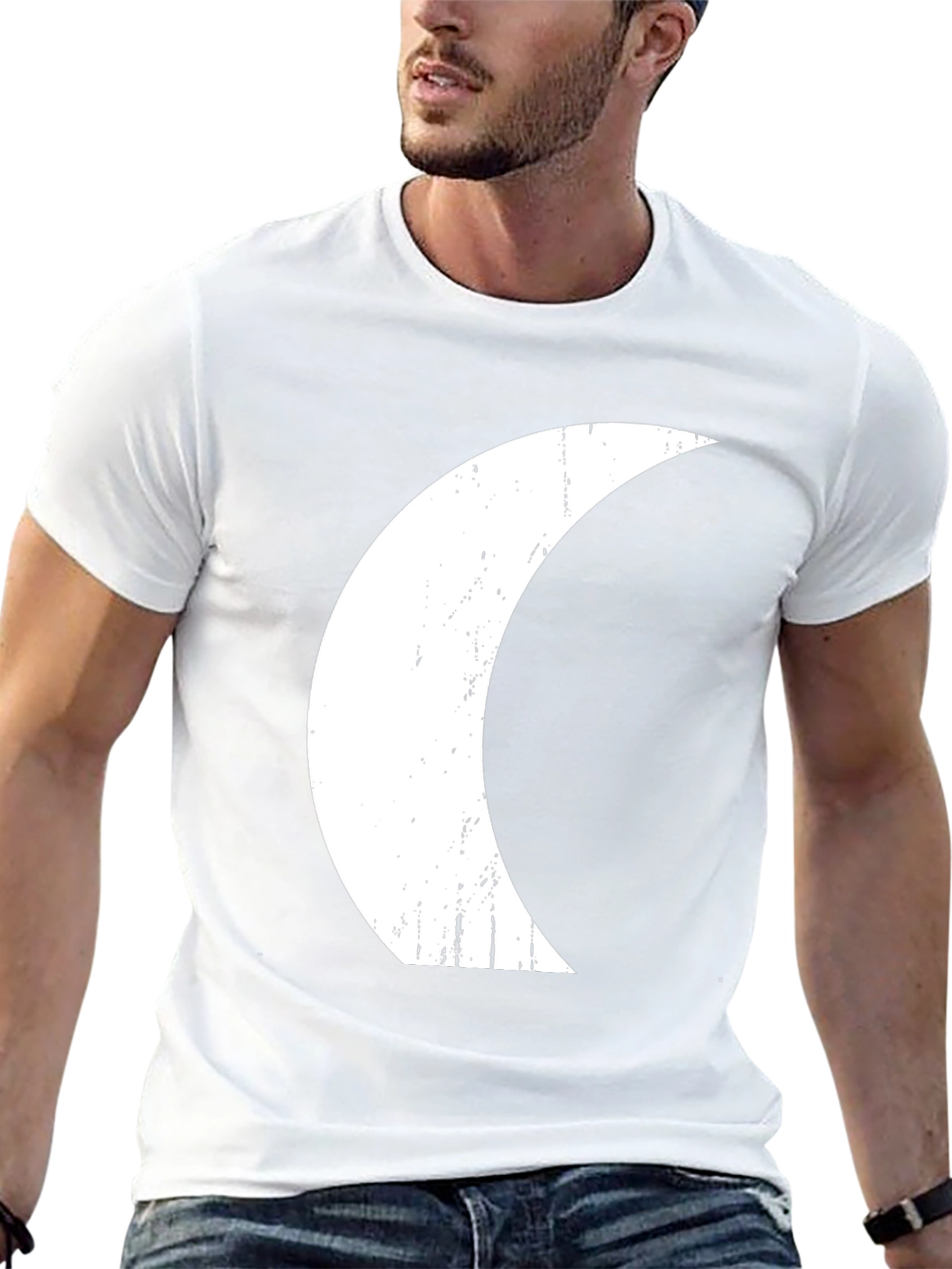 Black Crescent Moon Graphic Black T-Shirt view 13