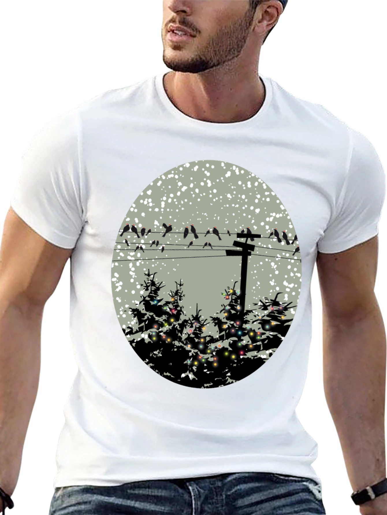 Black Birds on Wire Graphic Tee view 13