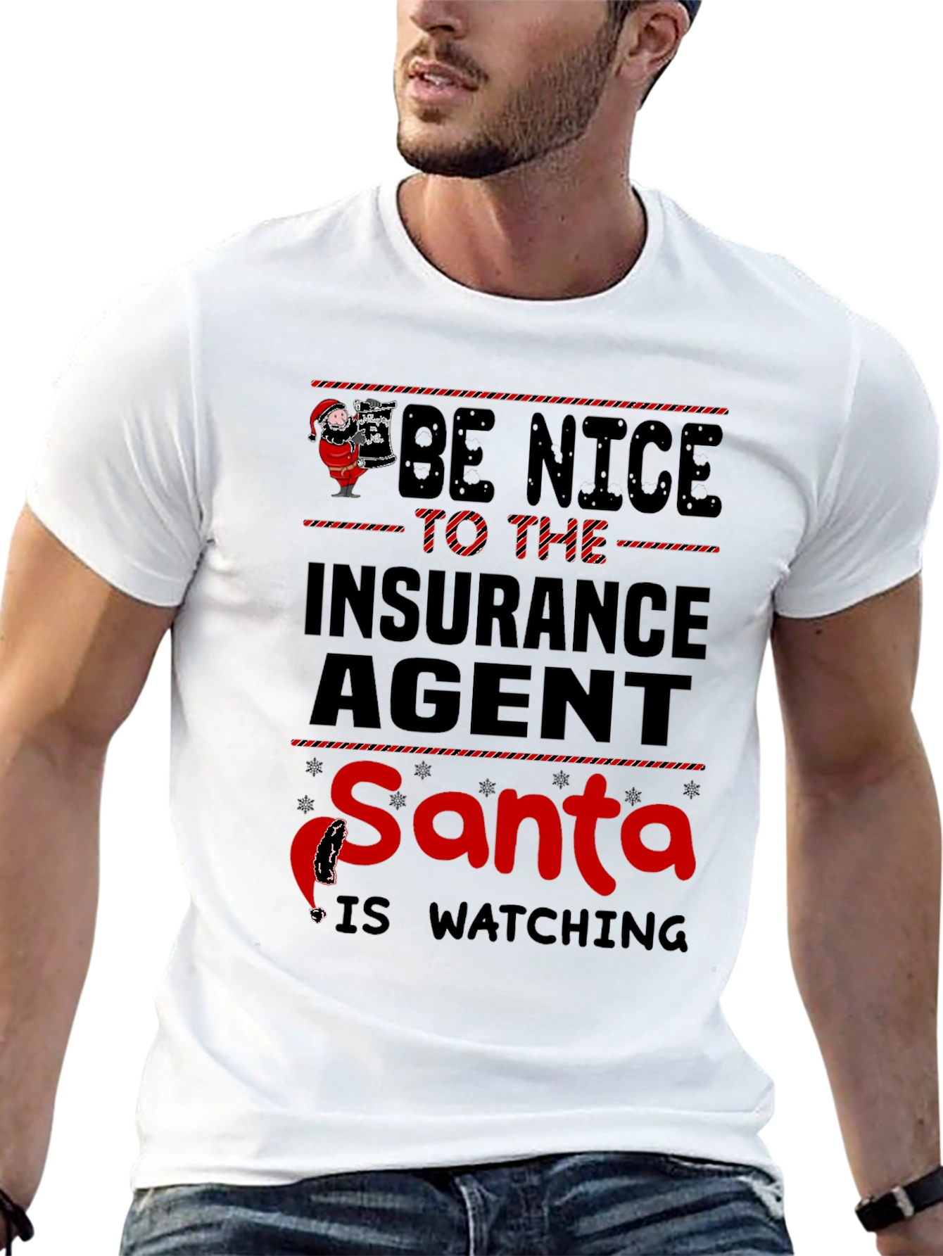 Black Be Nice to the Insurance Agent Santa T-Shirt view 13