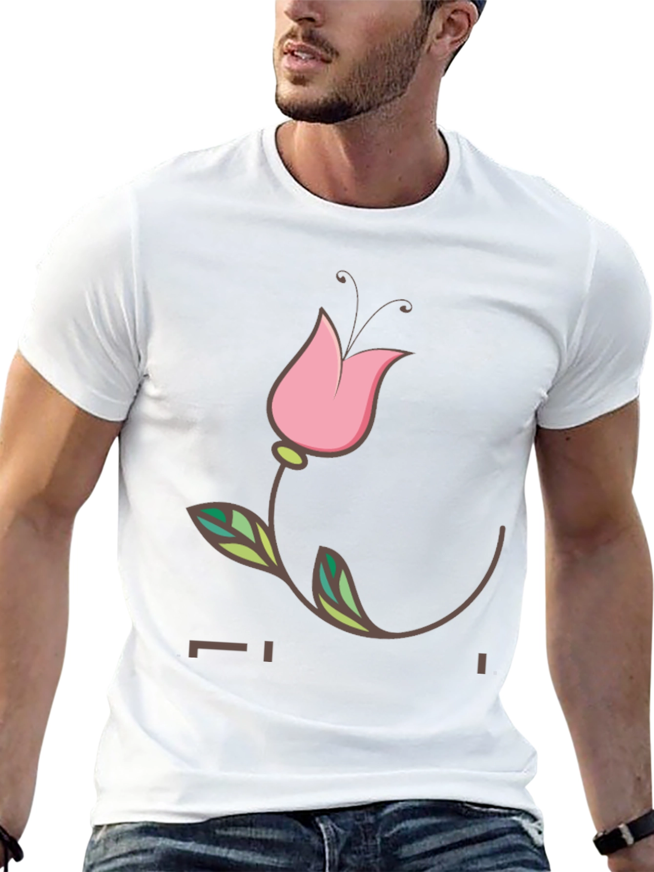 Black Black T-Shirt with Floral Tulip Graphic view 13