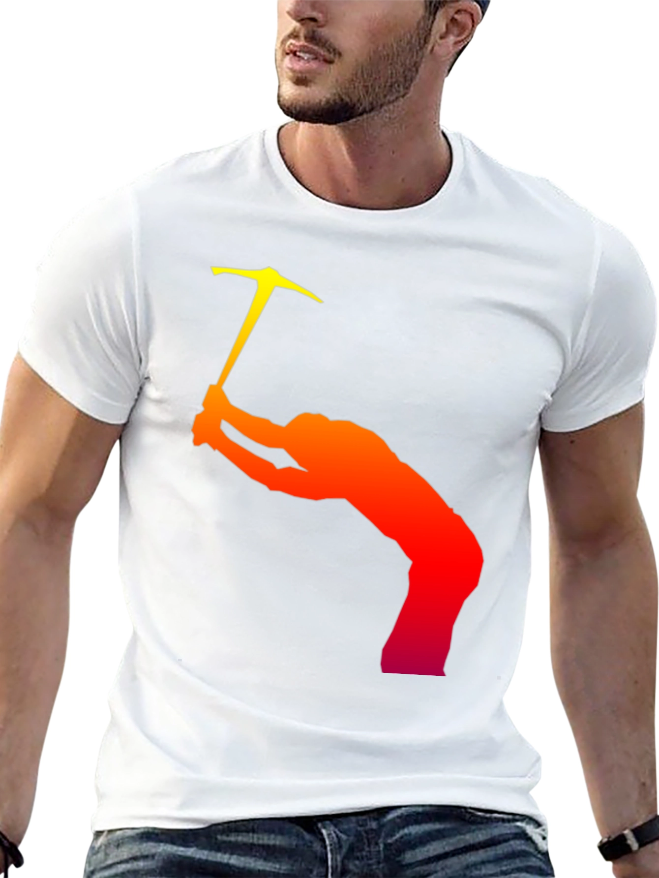 Black Climbing Silhouette Graphic T-Shirt - Black Cotton Tee view 13