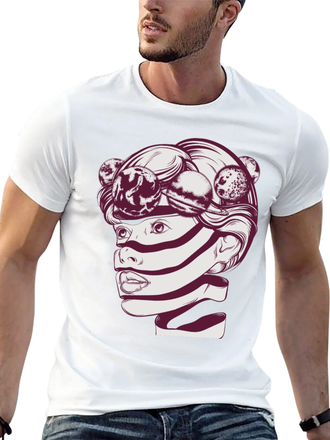 Black Unique Graphic Print Crew Neck T-Shirt view 13