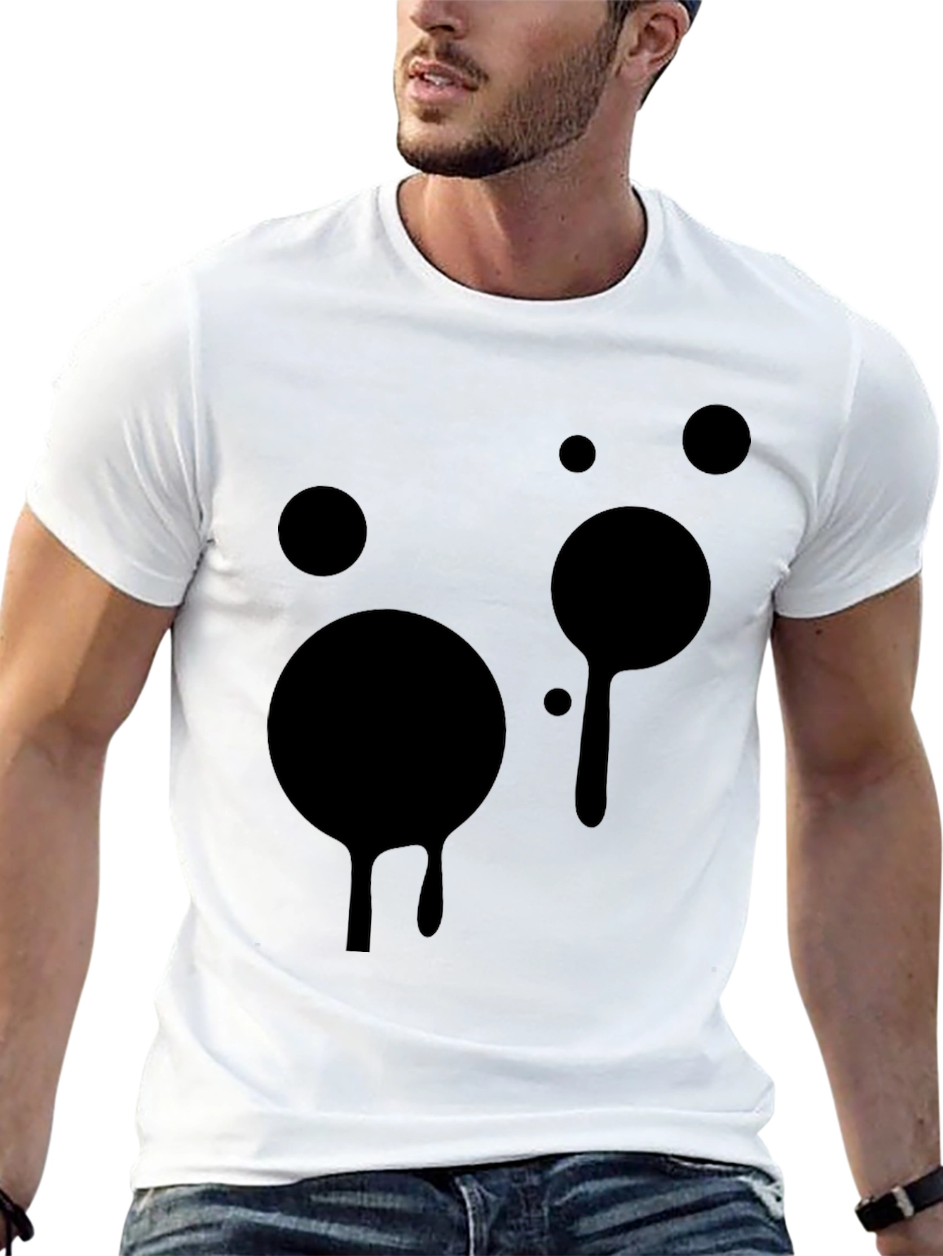 Black Abstract Drip Tee - Modern Graphic Black T-Shirt view 13