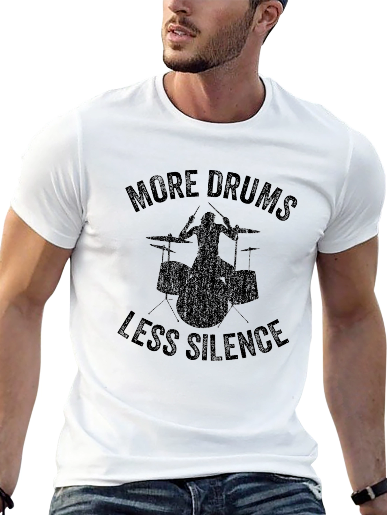 Black More Drums Less Silence Black Graphic T-Shirt view 13