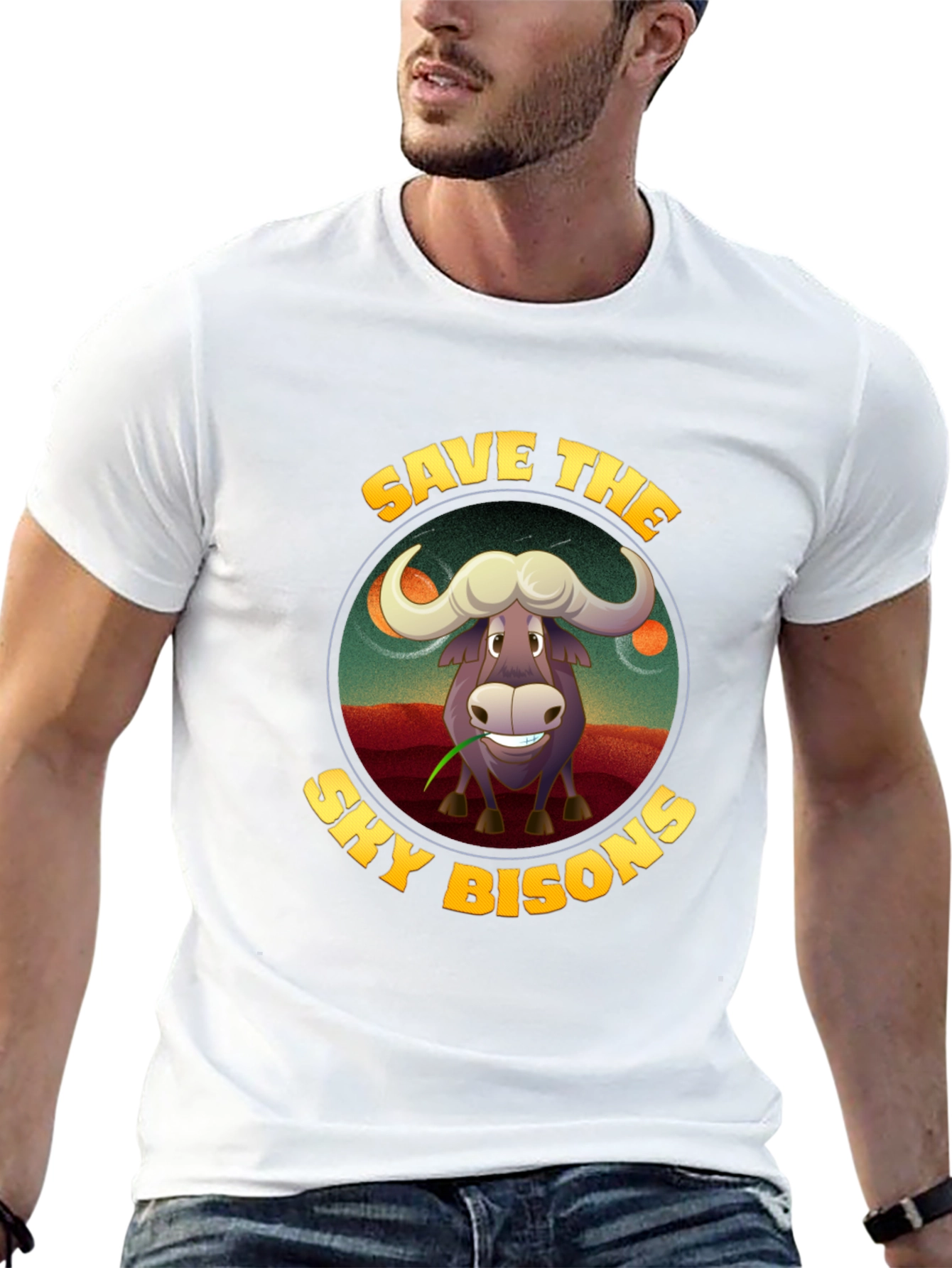 Black Save the Sky Bison Graphic T-Shirt view 13