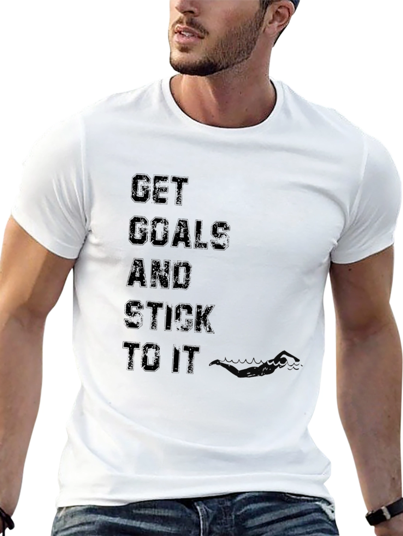 Black Motivational 'Get Goals' Black T-Shirt view 13