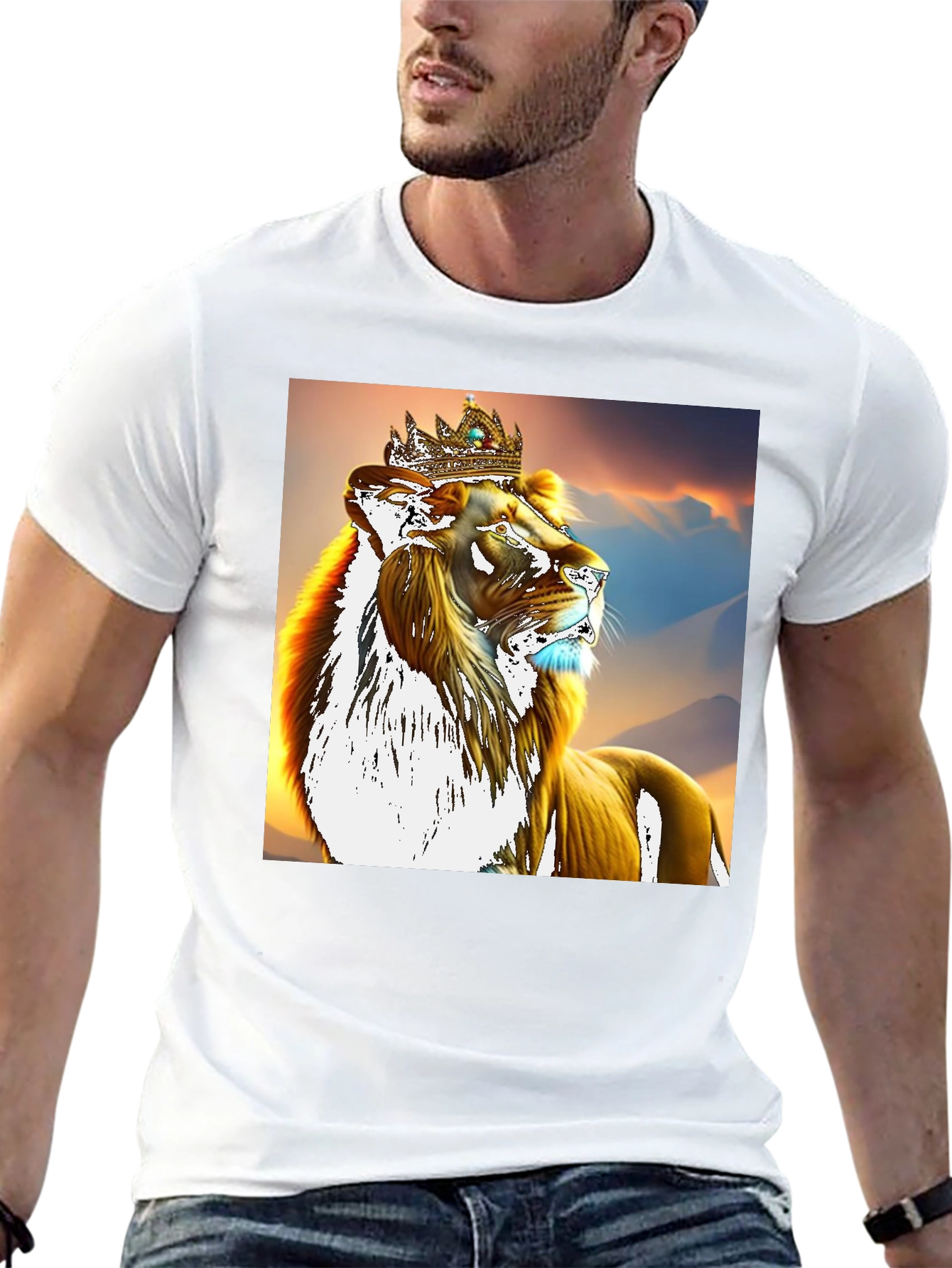 Black Lion King Graphic T-Shirt - Regal Lion Design view 13