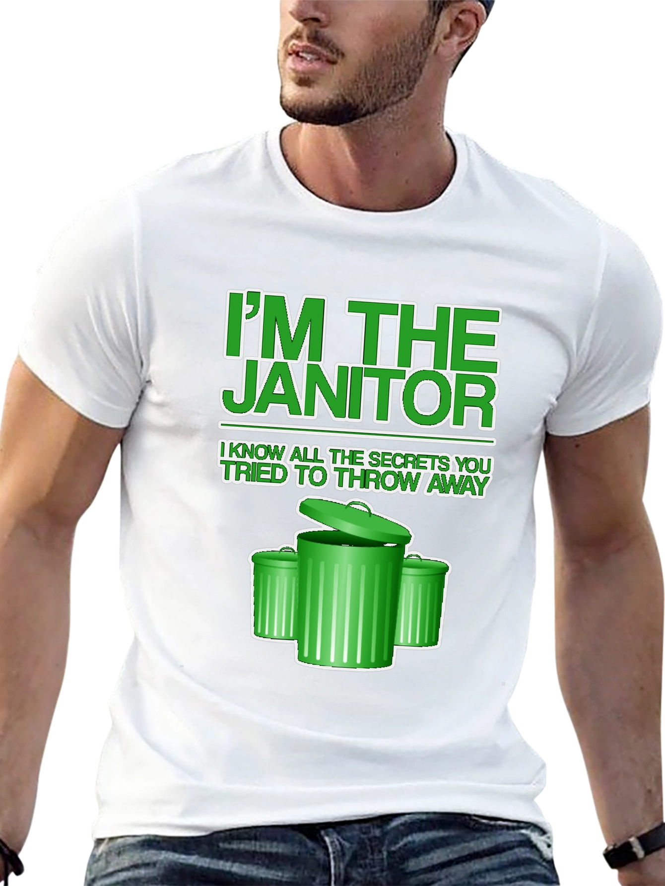 Black I'm the Janitor T-Shirt - Novelty Graphic Tee view 13