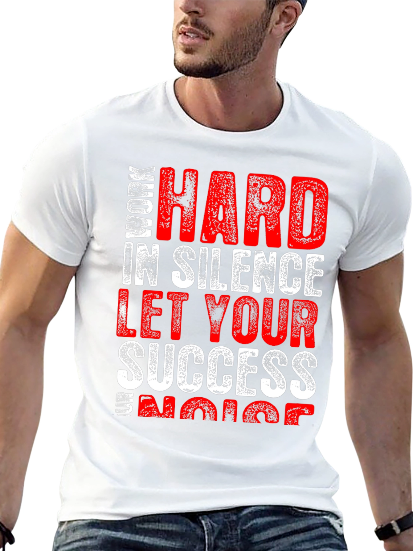 Black Work Hard in Silence Graphic Tee view 13