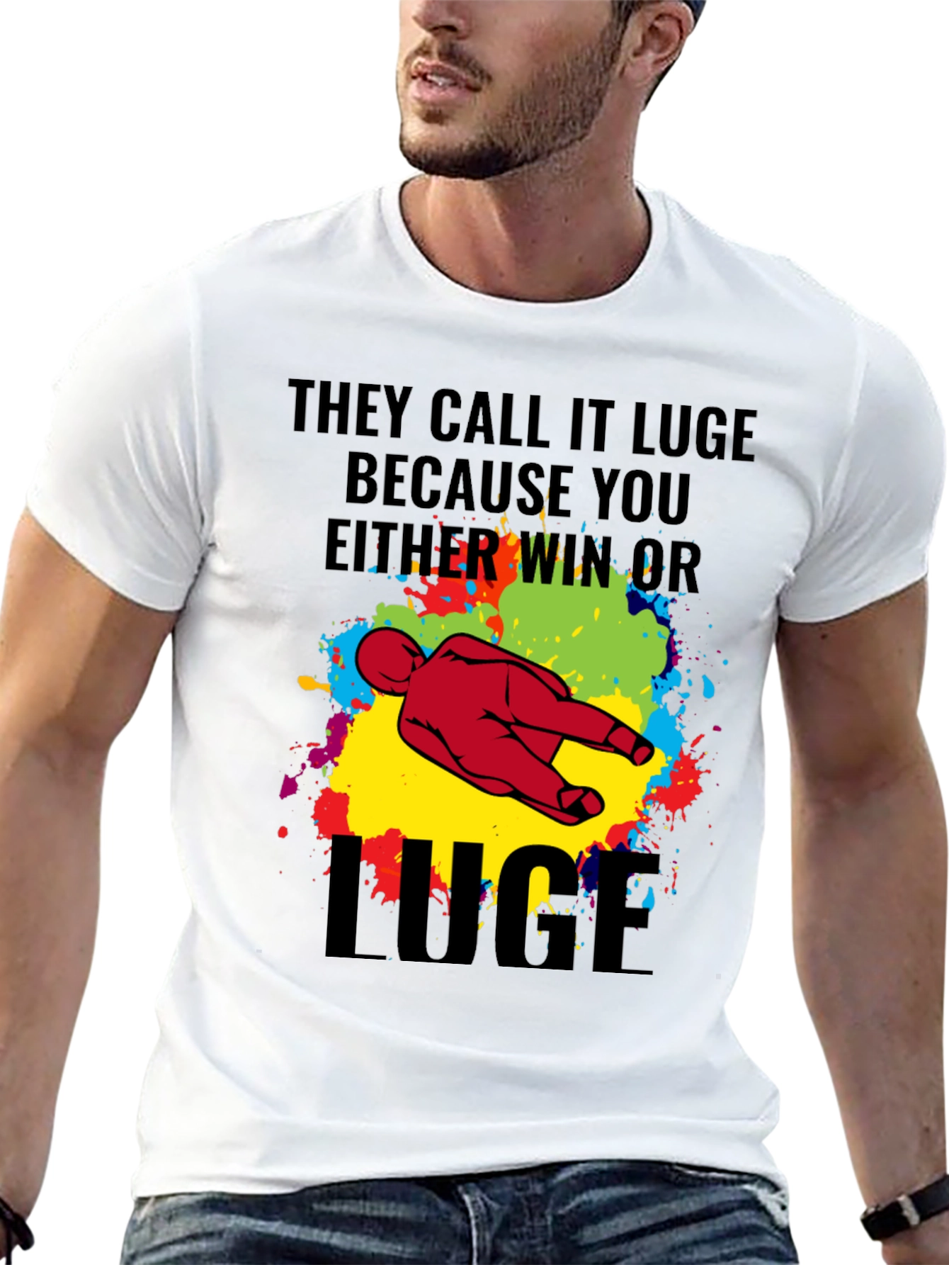 Black Funny Luge T-Shirt - Win or Luge Graphic Tee view 13