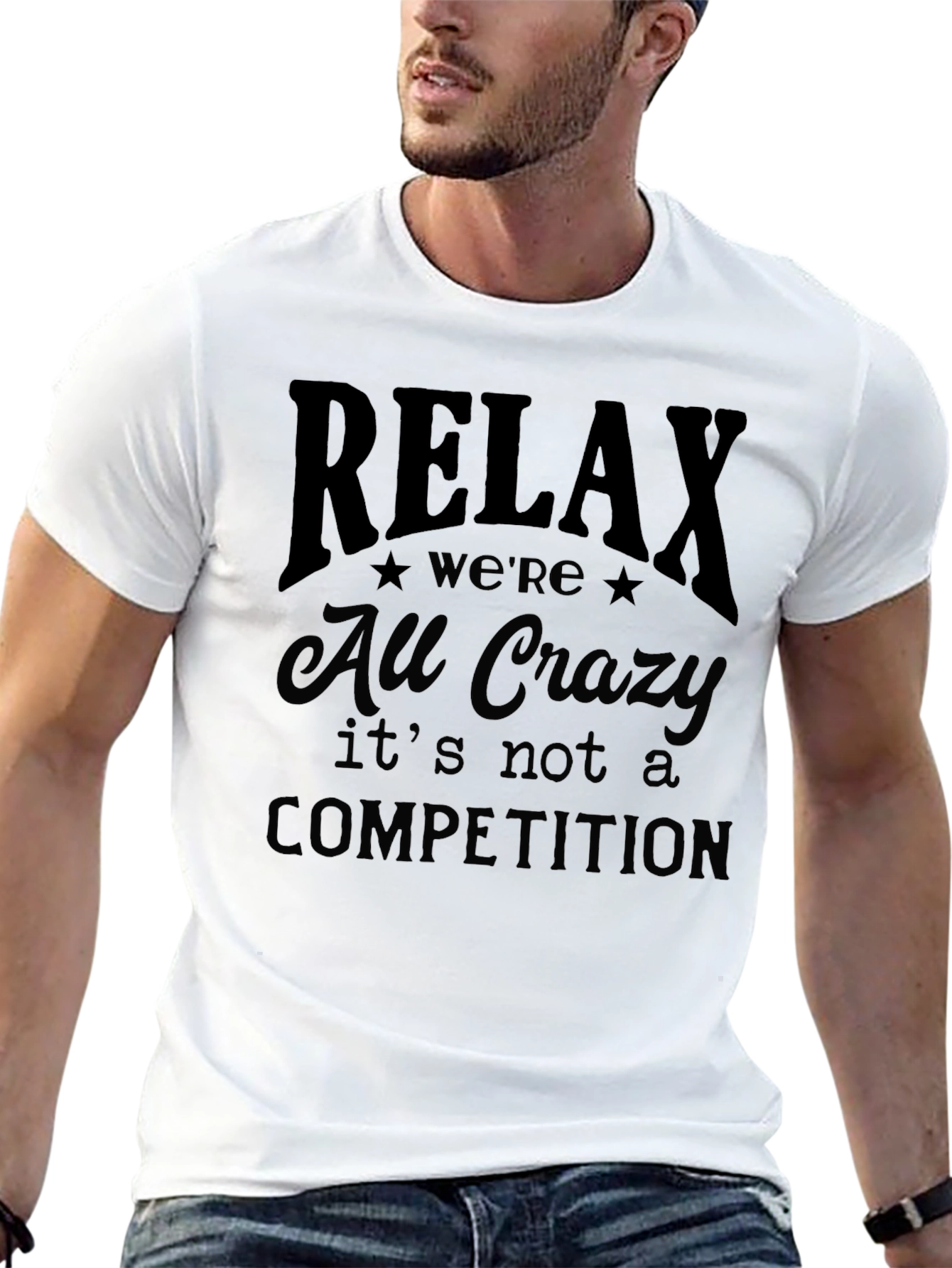Black Relax We're All Crazy Graphic T-Shirt view 13