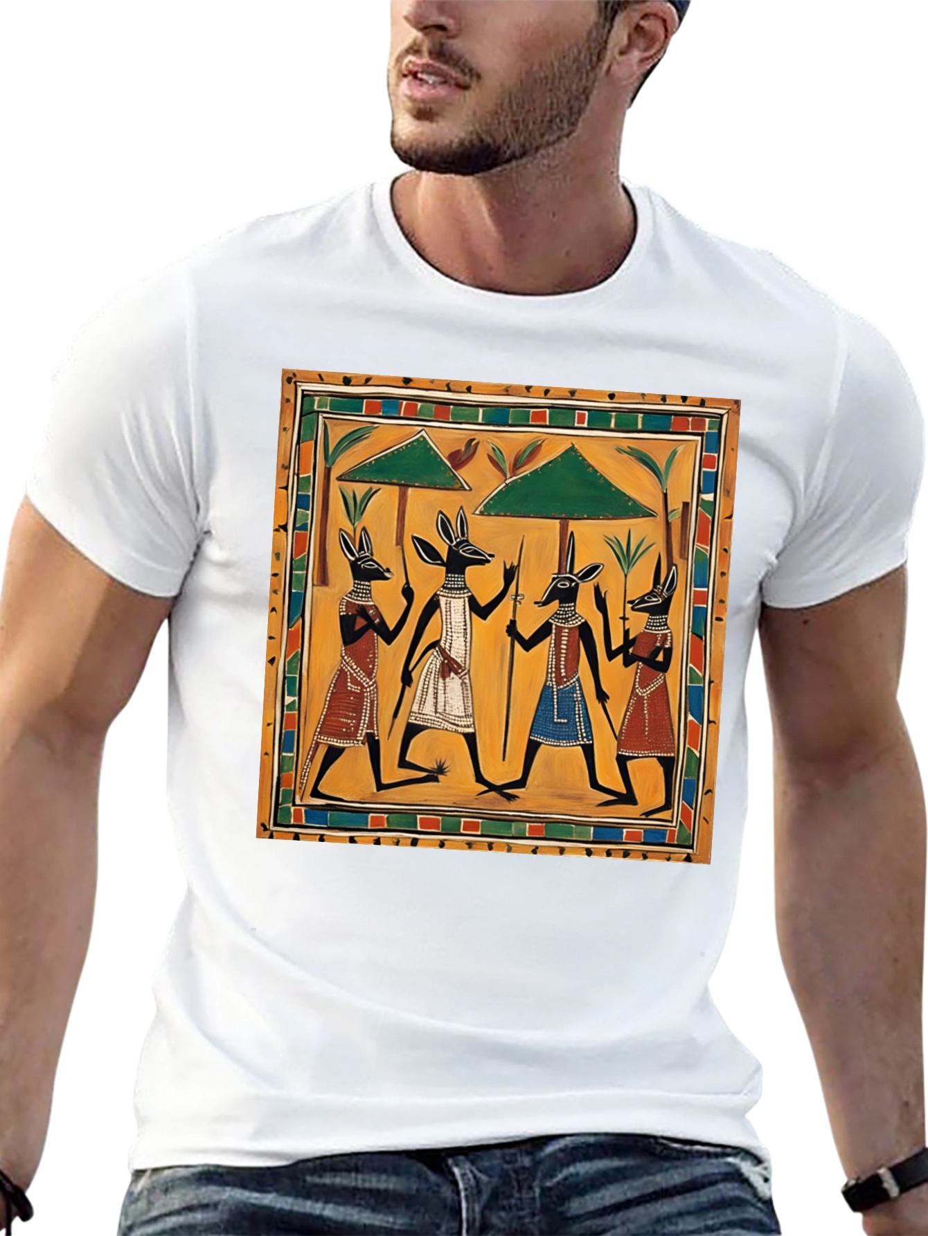 Black Egyptian Anubis Art Graphic Tee view 13