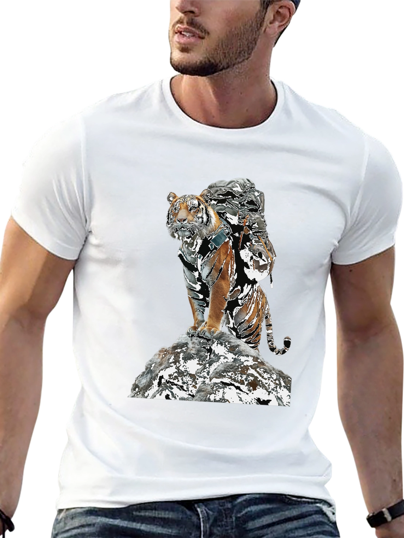 Black Tiger Graphic Tee - Black Cotton Blend view 13