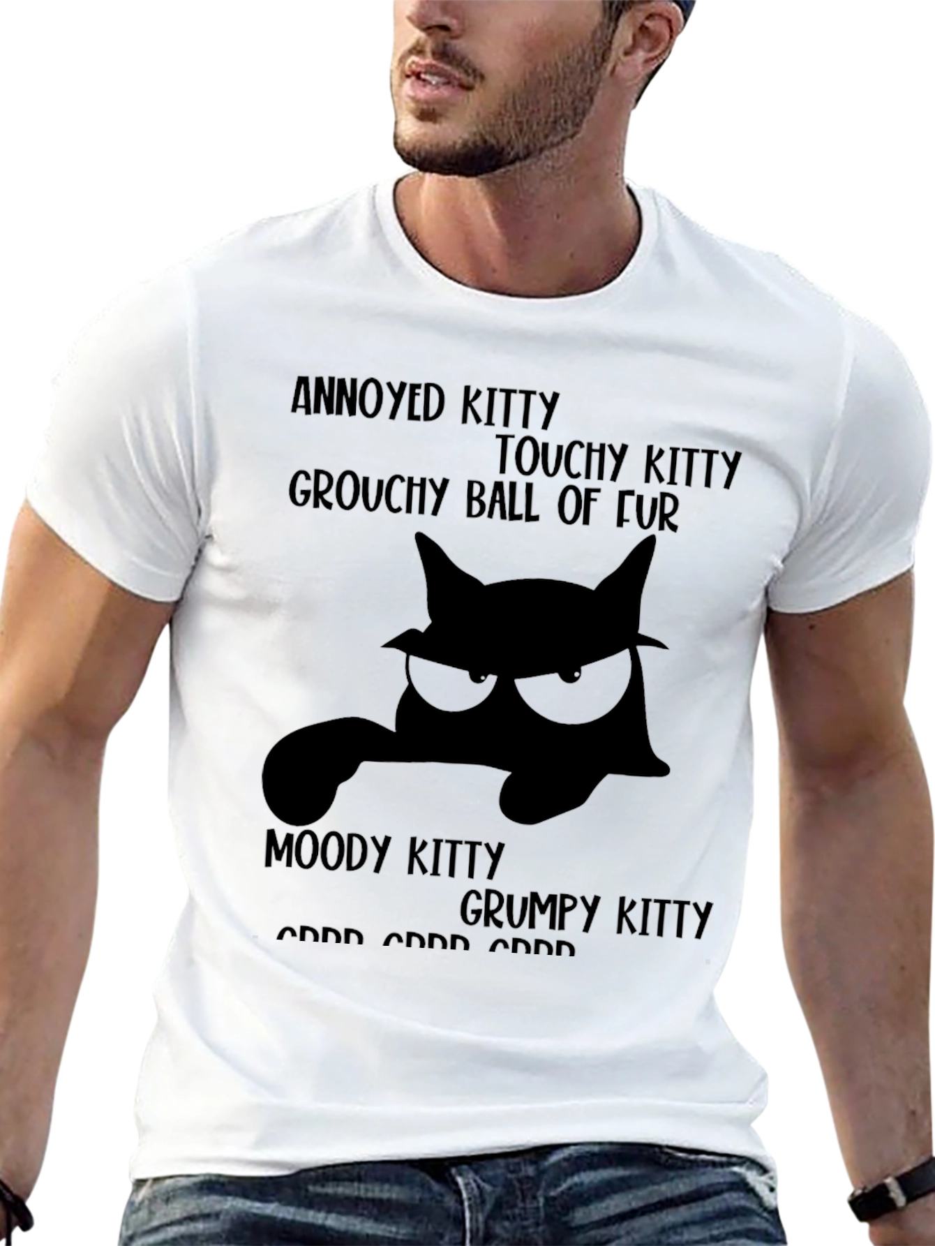 Black Grumpy Kitty T-Shirt - Annoyed Touchy Moody  view 13