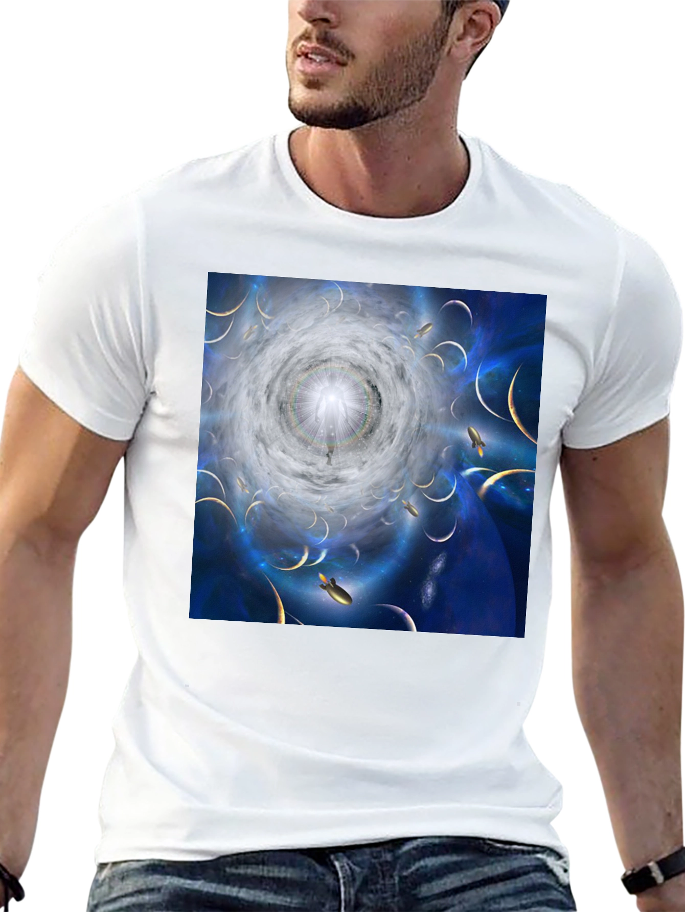 Black Celestial Dreamscape Graphic T-Shirt view 13