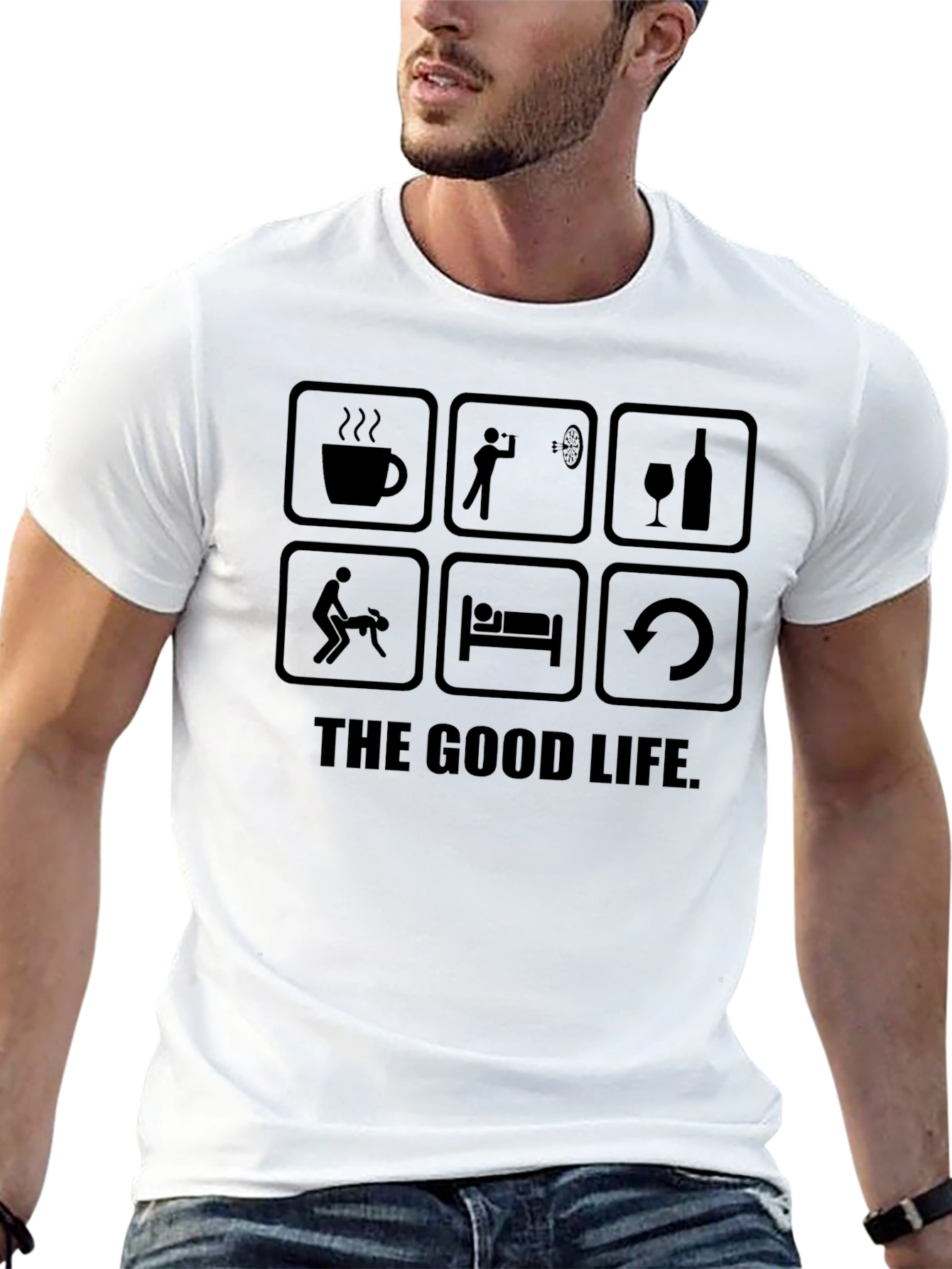 Black The Good Life Graphic T-Shirt - Funny Tee view 13