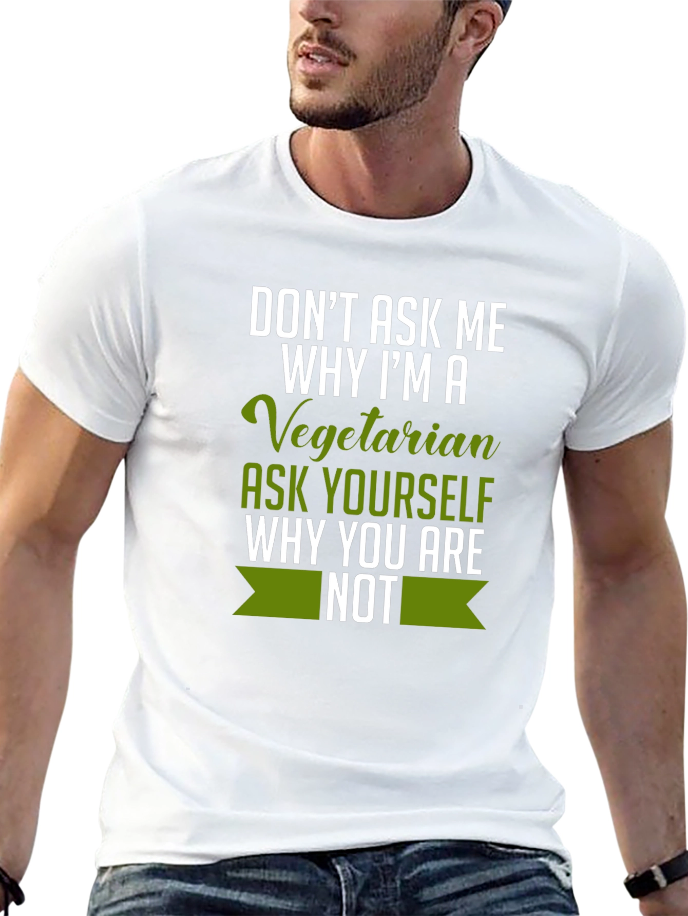 Black Vegetarian T-Shirt: Funny Vegan Statement Tee view 13