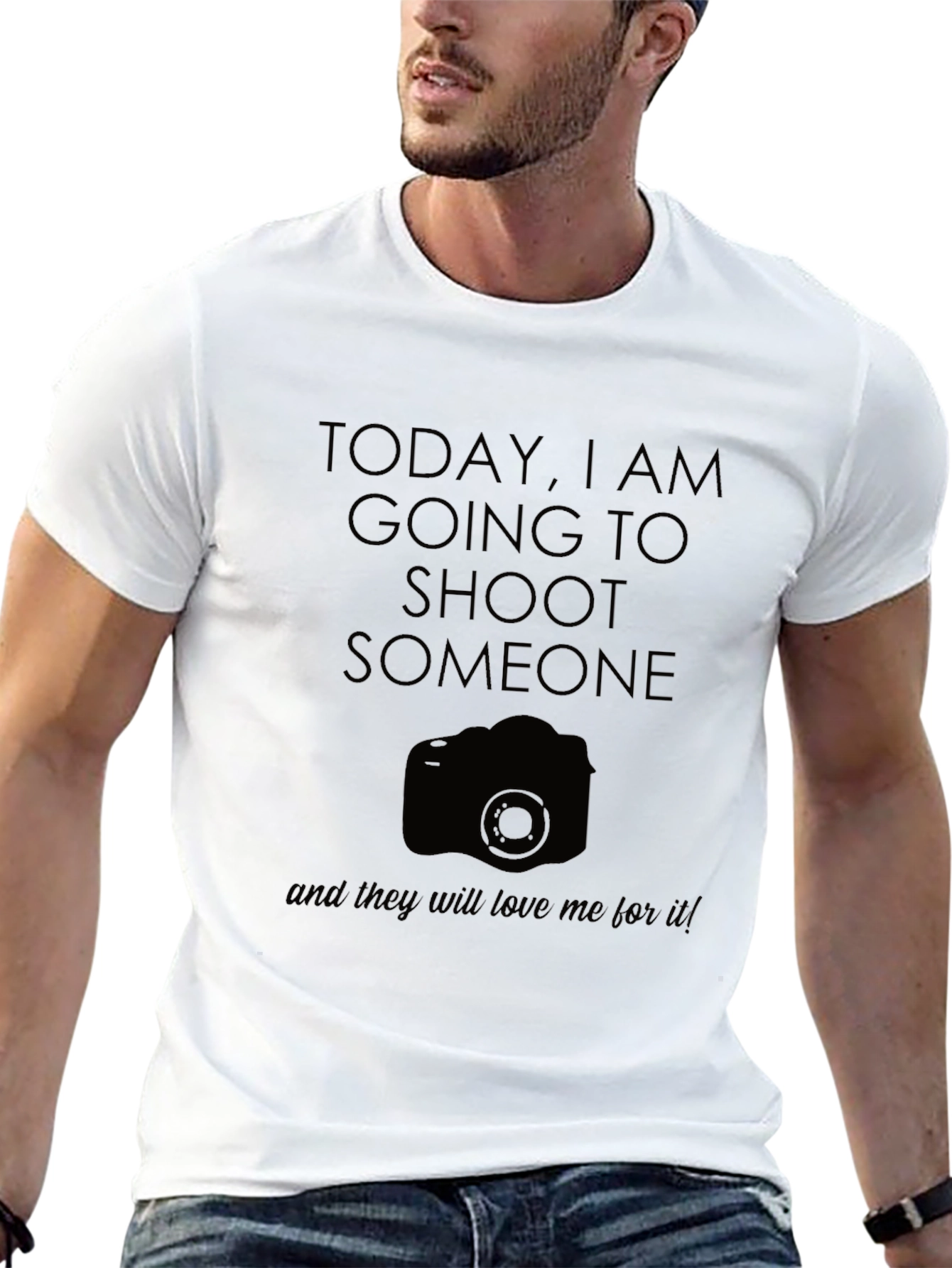 Black Funny Photography T-Shirt - "Shoot Someone" view 13