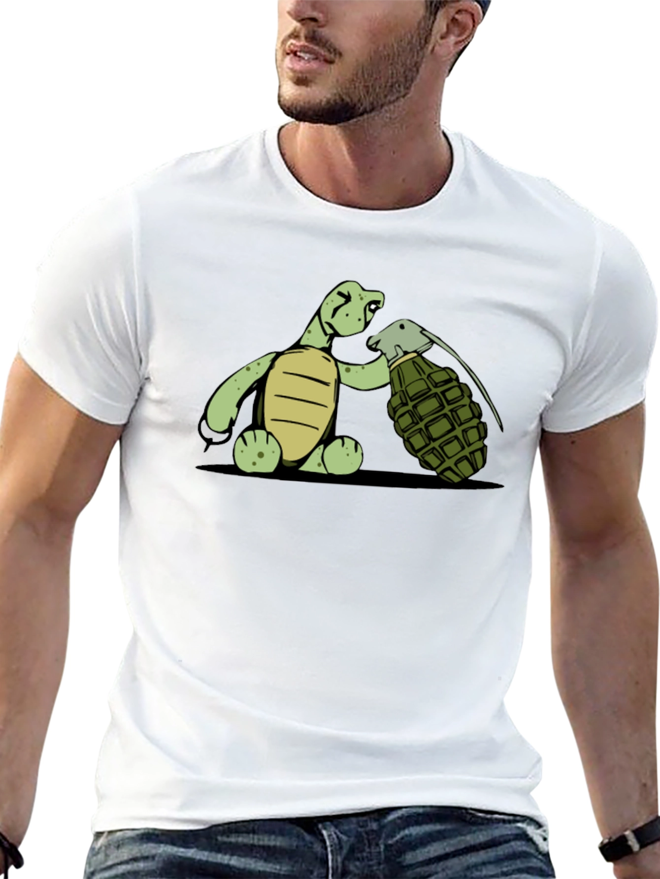 Black Turtle Grenade Graphic Tee - Black Cotton T-Shirt view 13