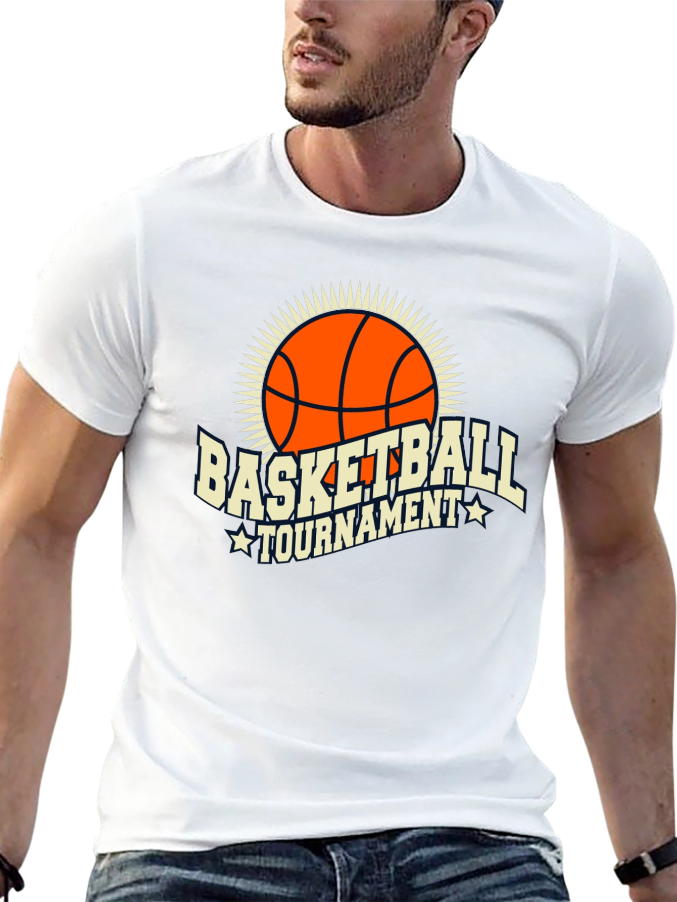 Black Basketball Tournament Graphic Tee - Black Cotton T-Shirt view 13