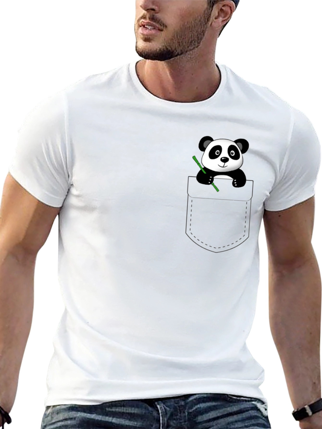 Black Panda Pocket T-Shirt - Cute & Comfy Black Tee view 13
