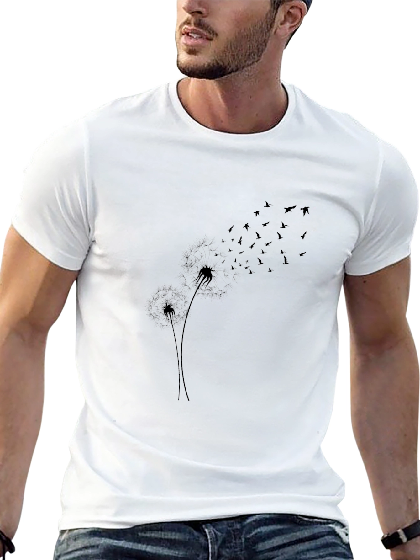 Black Black Dandelion Bird T-Shirt view 13