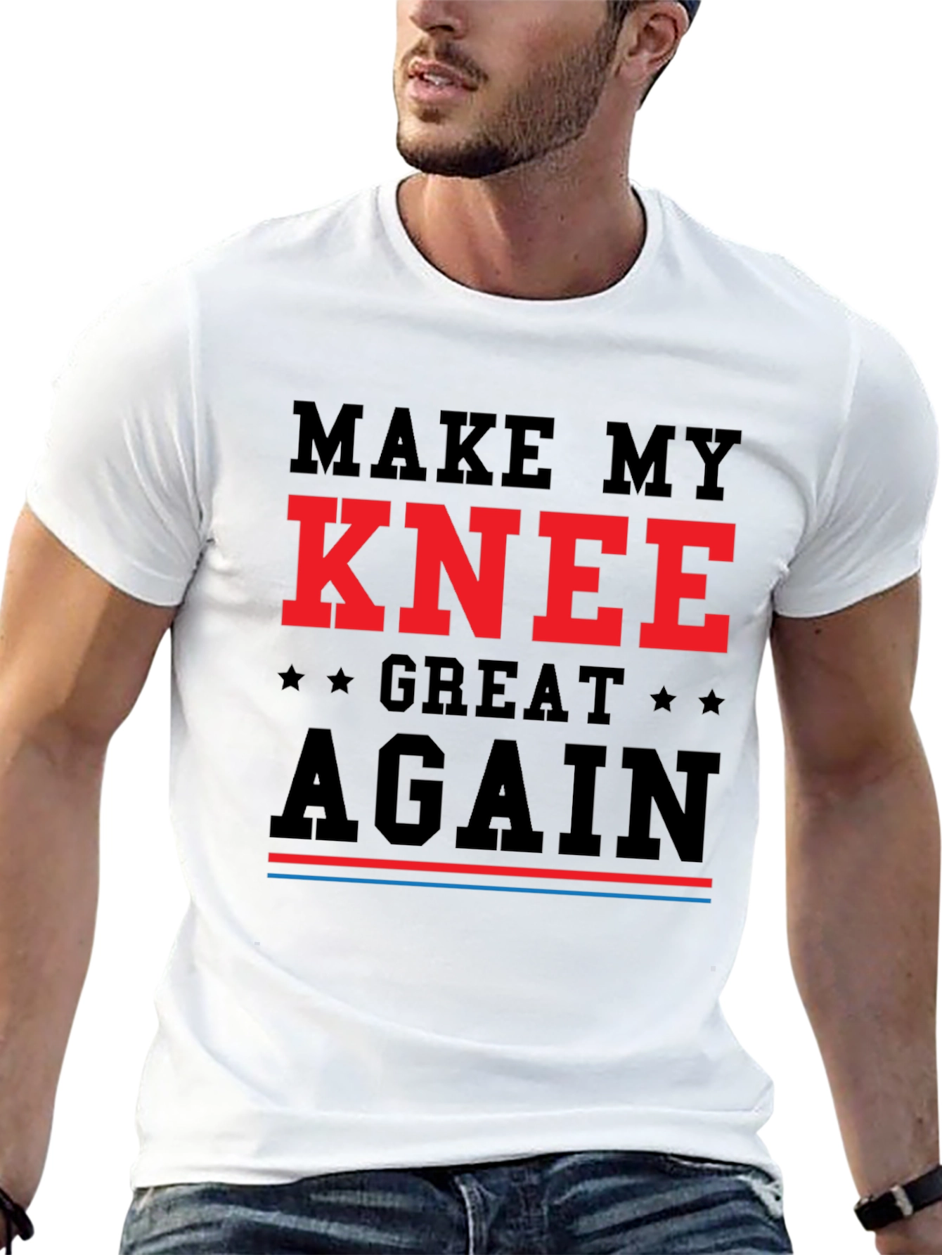 Black Make My Knee Great Again T-Shirt - Funny Recovery Tee view 13
