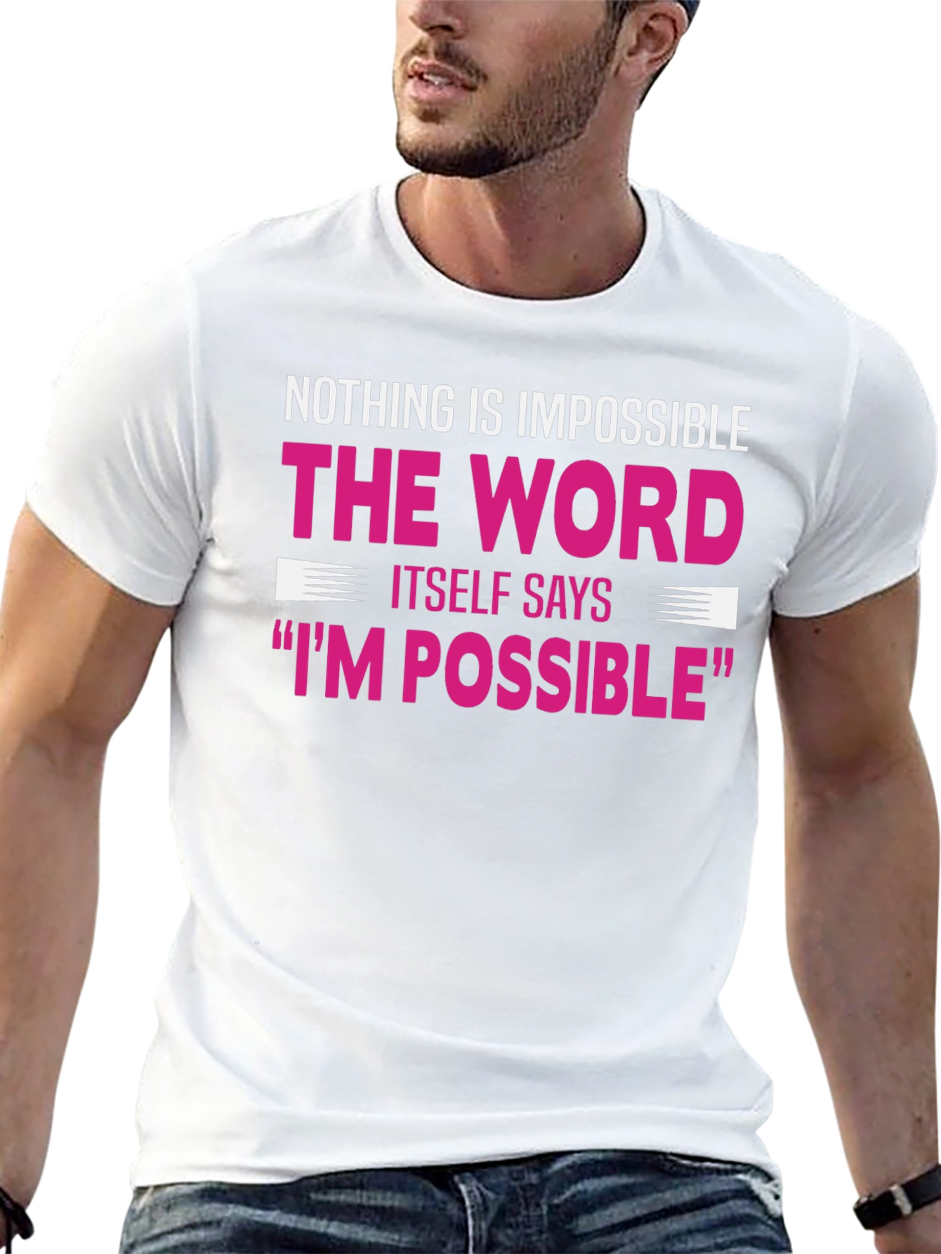Black Motivational Graphic Tee - Nothing Is Impossible view 13