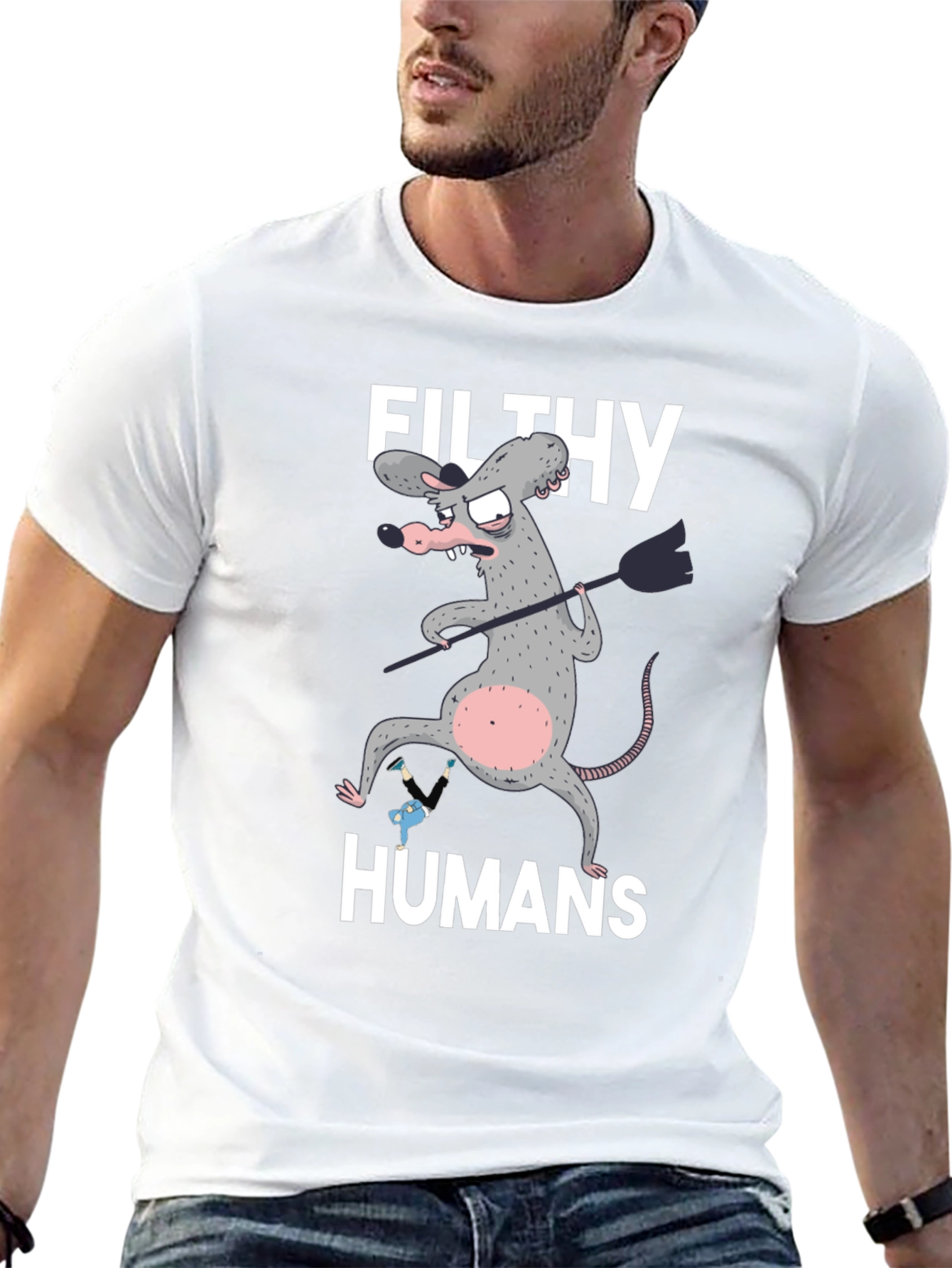 Black Filthy Humans Graphic T-Shirt view 13