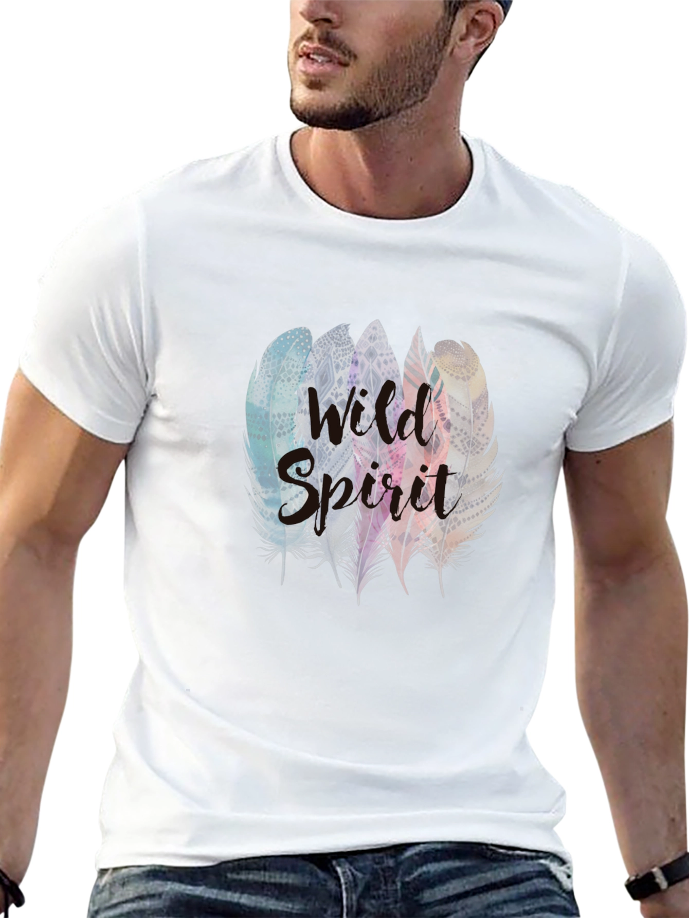 Black Wild Spirit Feather Graphic Tee - Stylish Comfort view 13