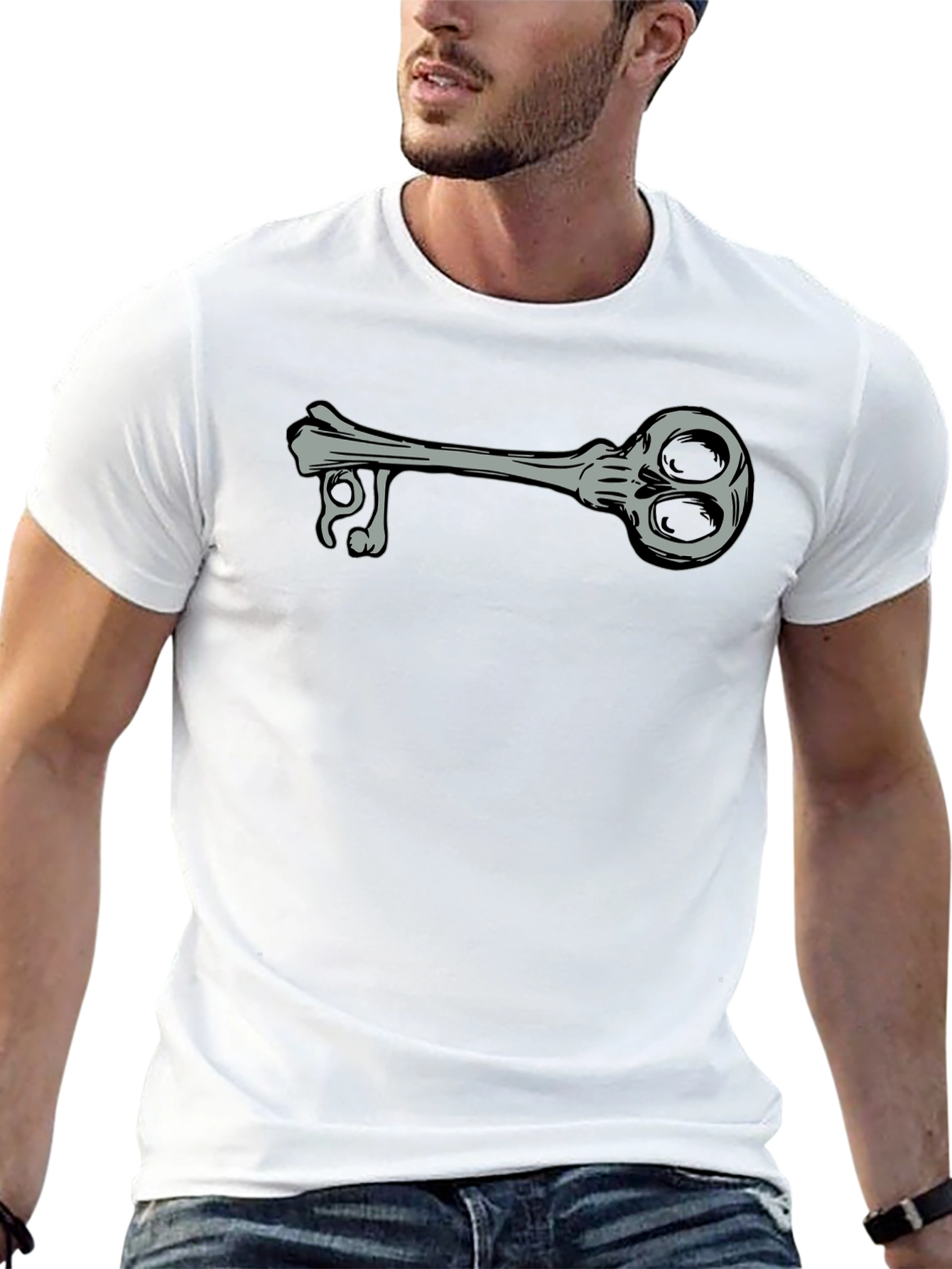 Black Skeleton Key Graphic Tee - Unisex Black T-Shirt view 13