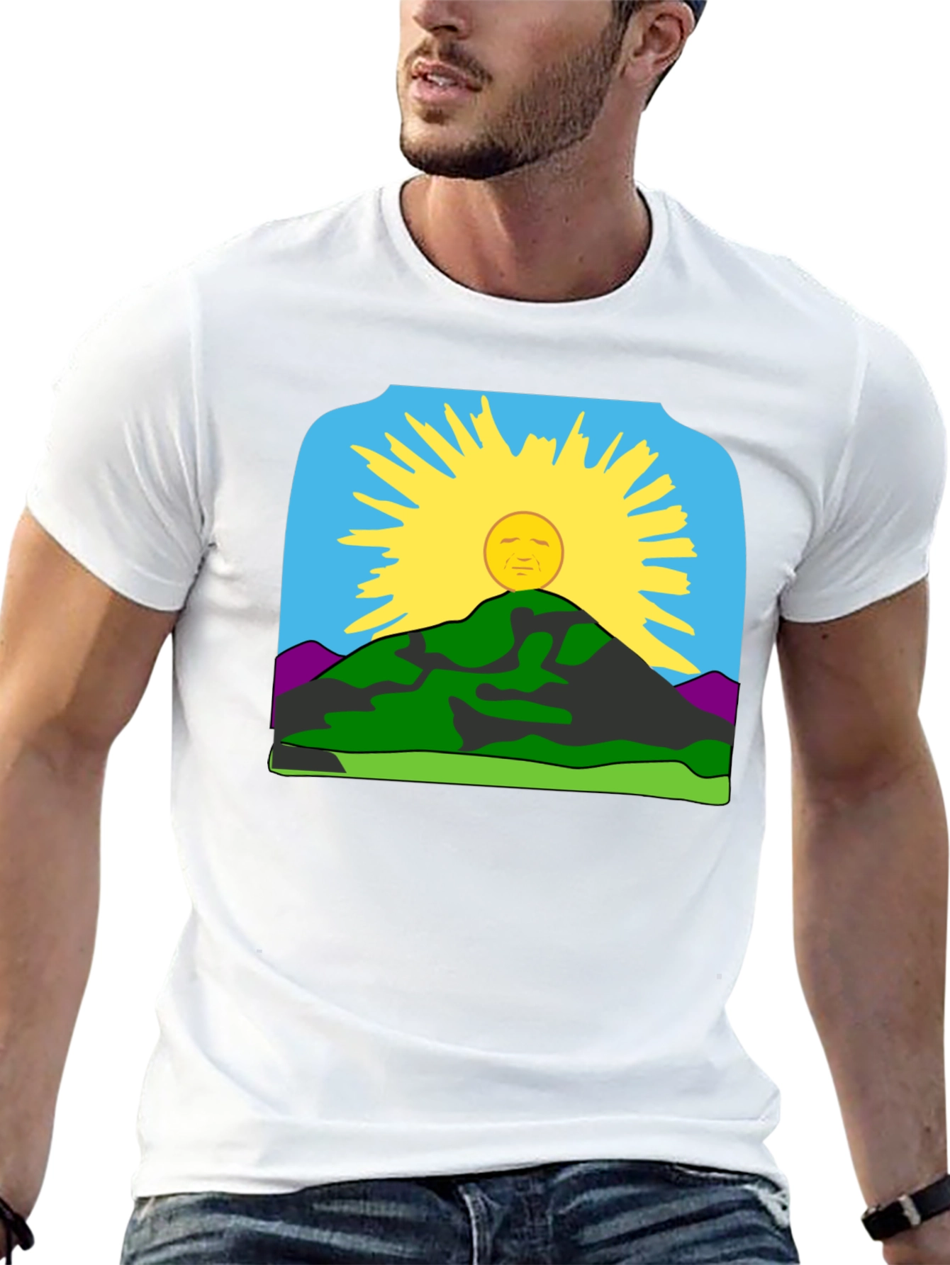 Black Sunrise Mountain Graphic Tee - Black Casual Shirt view 13